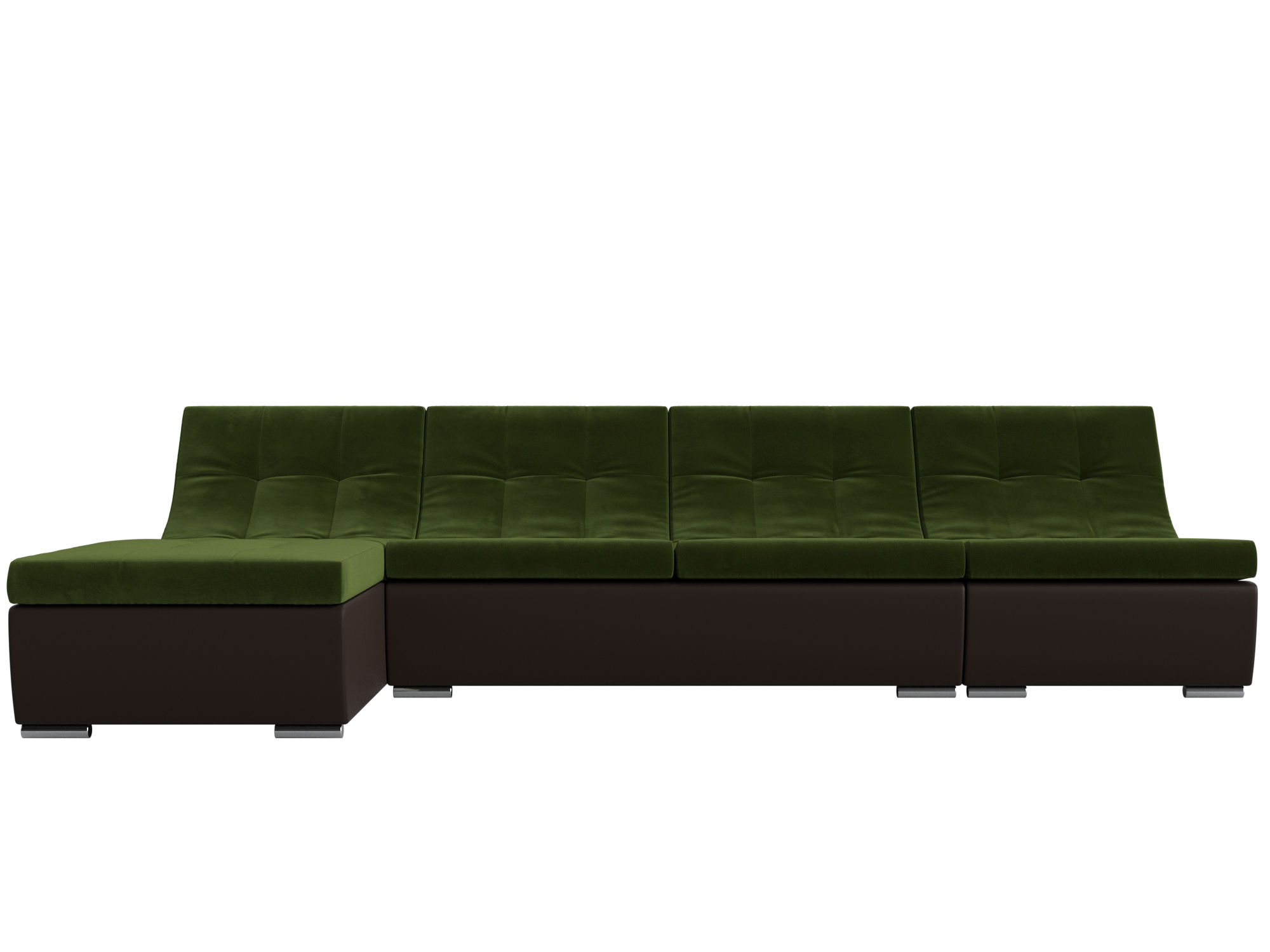 Угловой модульный диван Монреаль MebelVia Зеленый, Коричневый, Микровельвет, Экокожа, ЛДСП модульный диван shape бескаркасный угловой 3