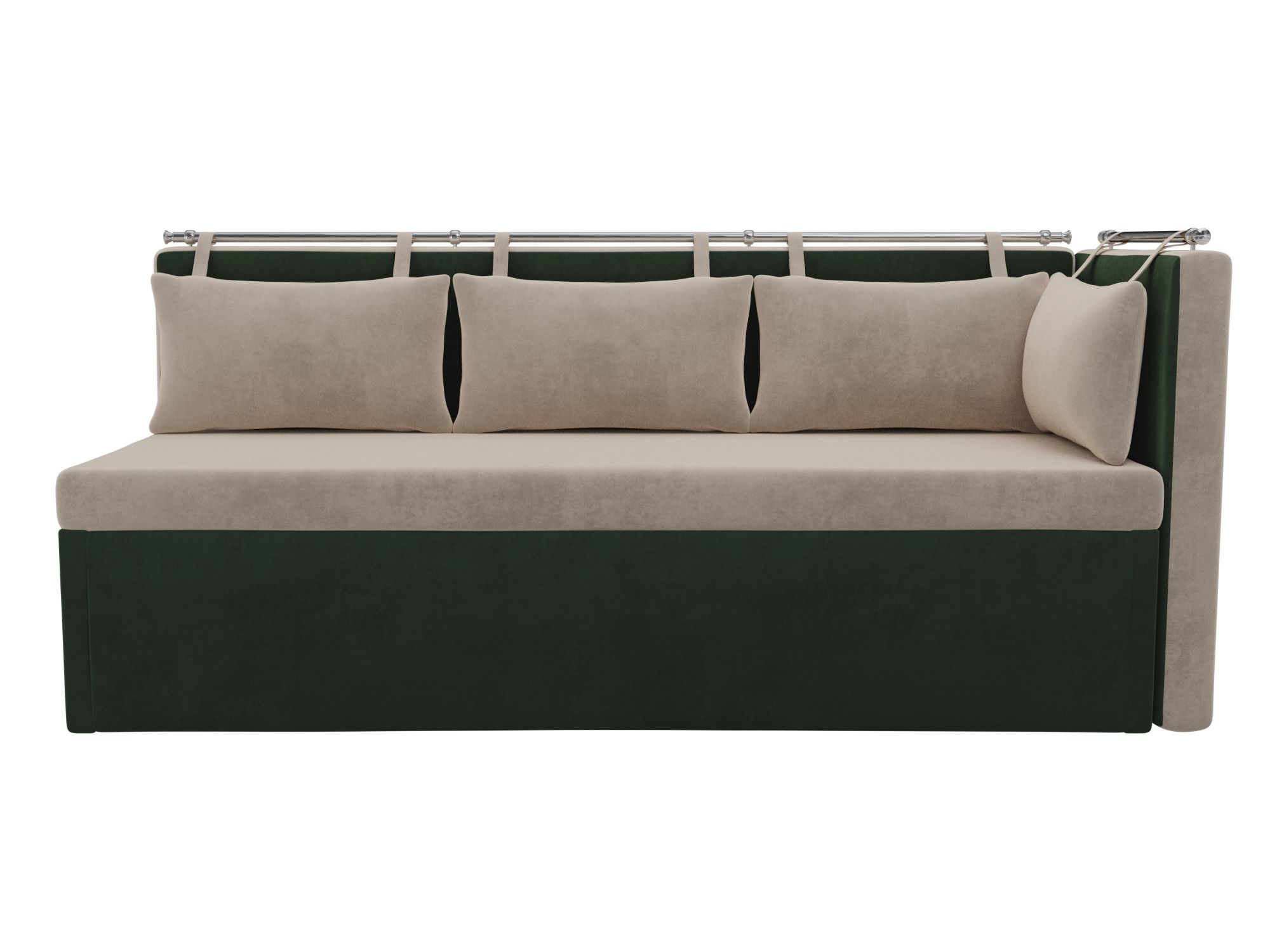 Кухонный диван Метро Правый Бежевый, Зеленый, ДСП, Брус кухонный диван кровать токио зеленый бежевый велюр