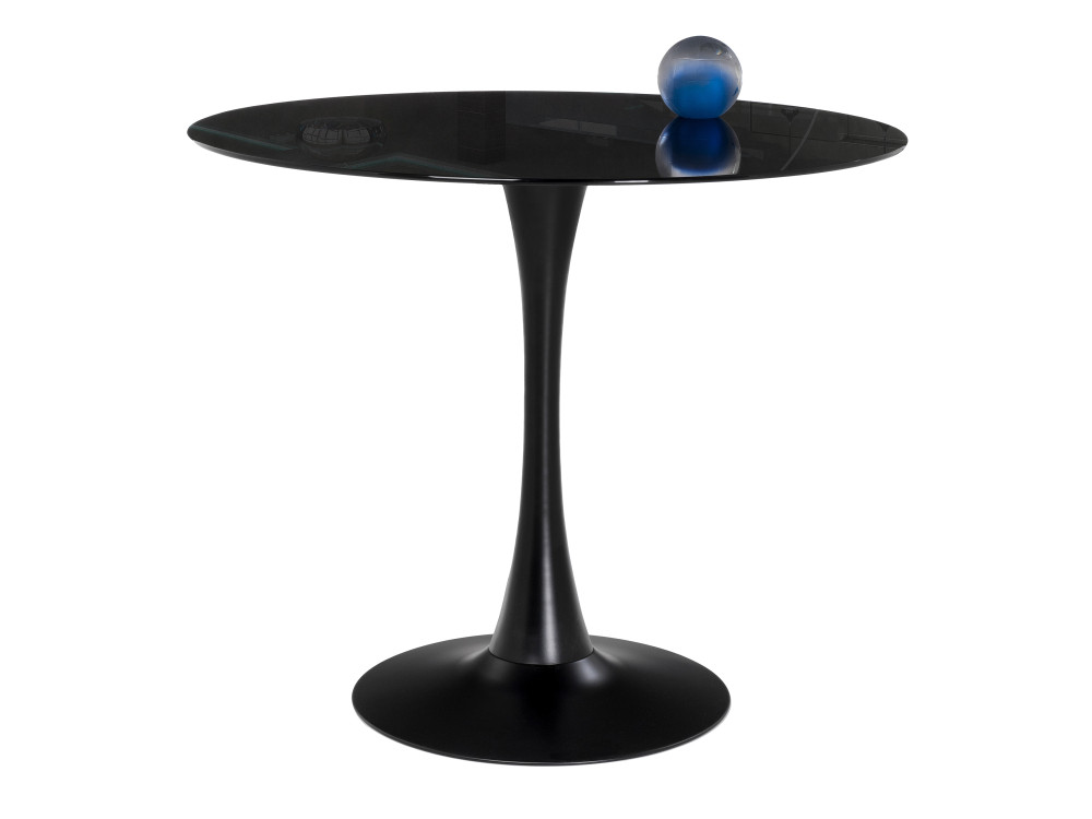 Tulip 90 black Стол стеклянный Черный, Металл rock 100х75 white black стол стеклянный черный металл