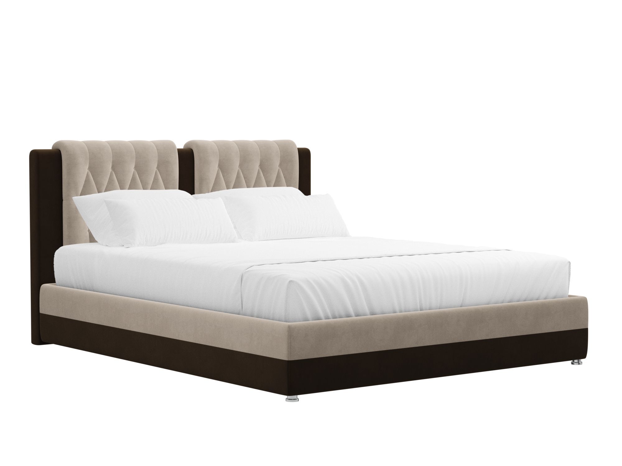 Кровать Камилла (160x200) Бежевый, Коричневый, ЛДСП кровать николь 160х200 фон коричневый коричневый бежевый мдф пленка пвх лдсп