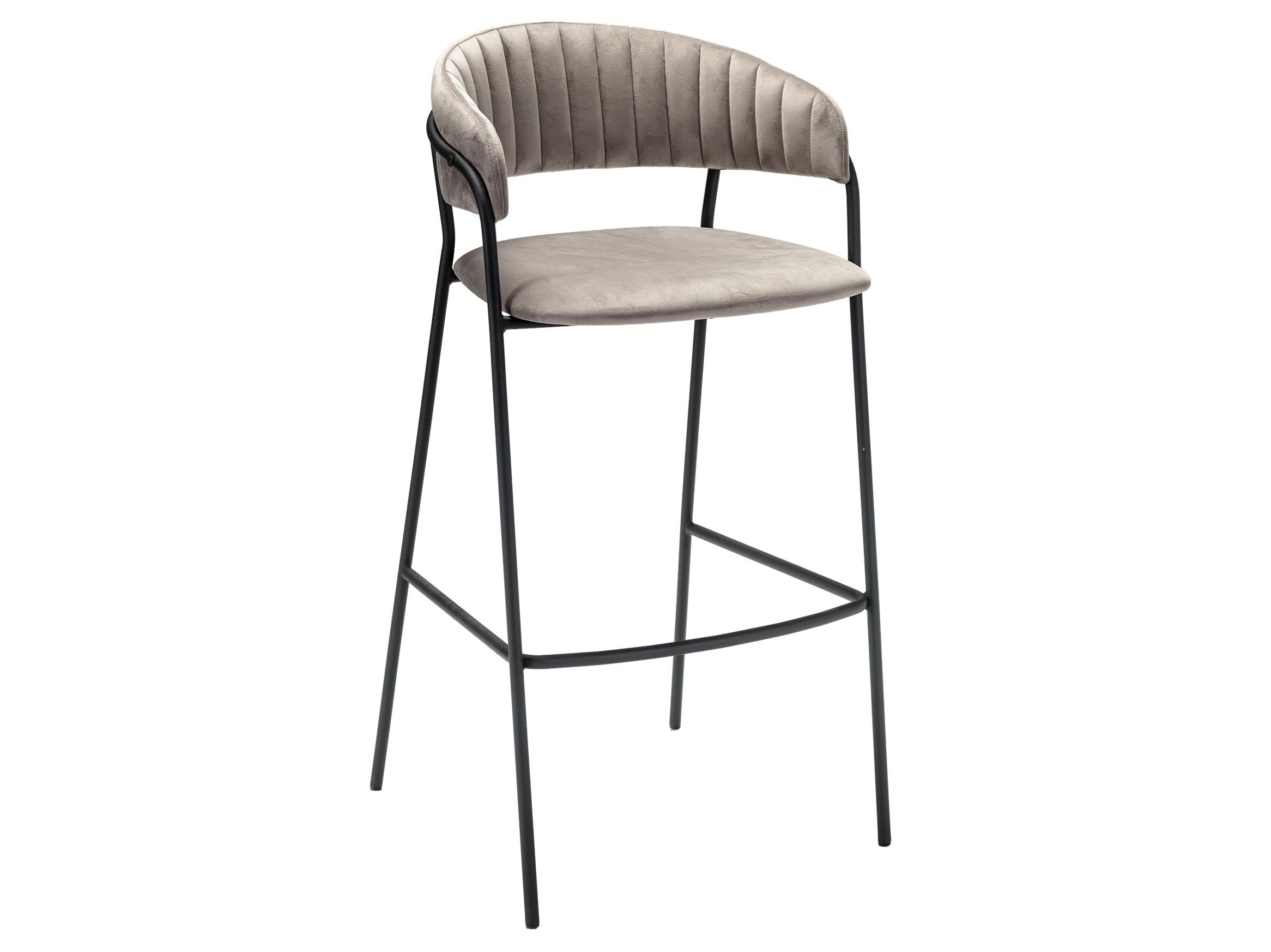 барный стул роскошный розовый серый мягкий бархатный чугунный золотой металлический стул для гостиной барный стул кофейный барный стул Стул барный Portman серый Черный, Металл