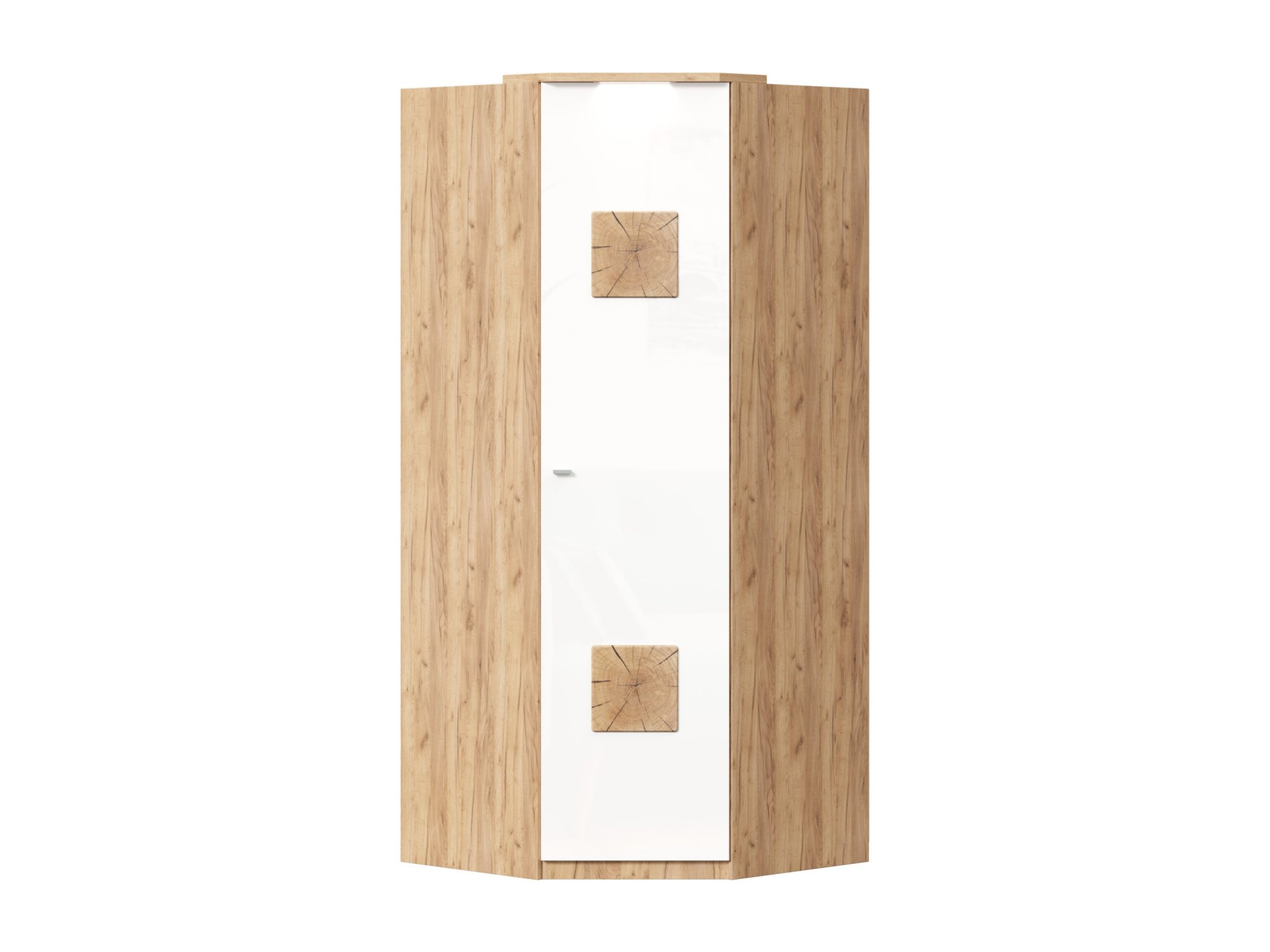 Фиджи Шкаф угловой с декоративными накладками (Дуб Золотой/Белый) Белый, ЛДСП