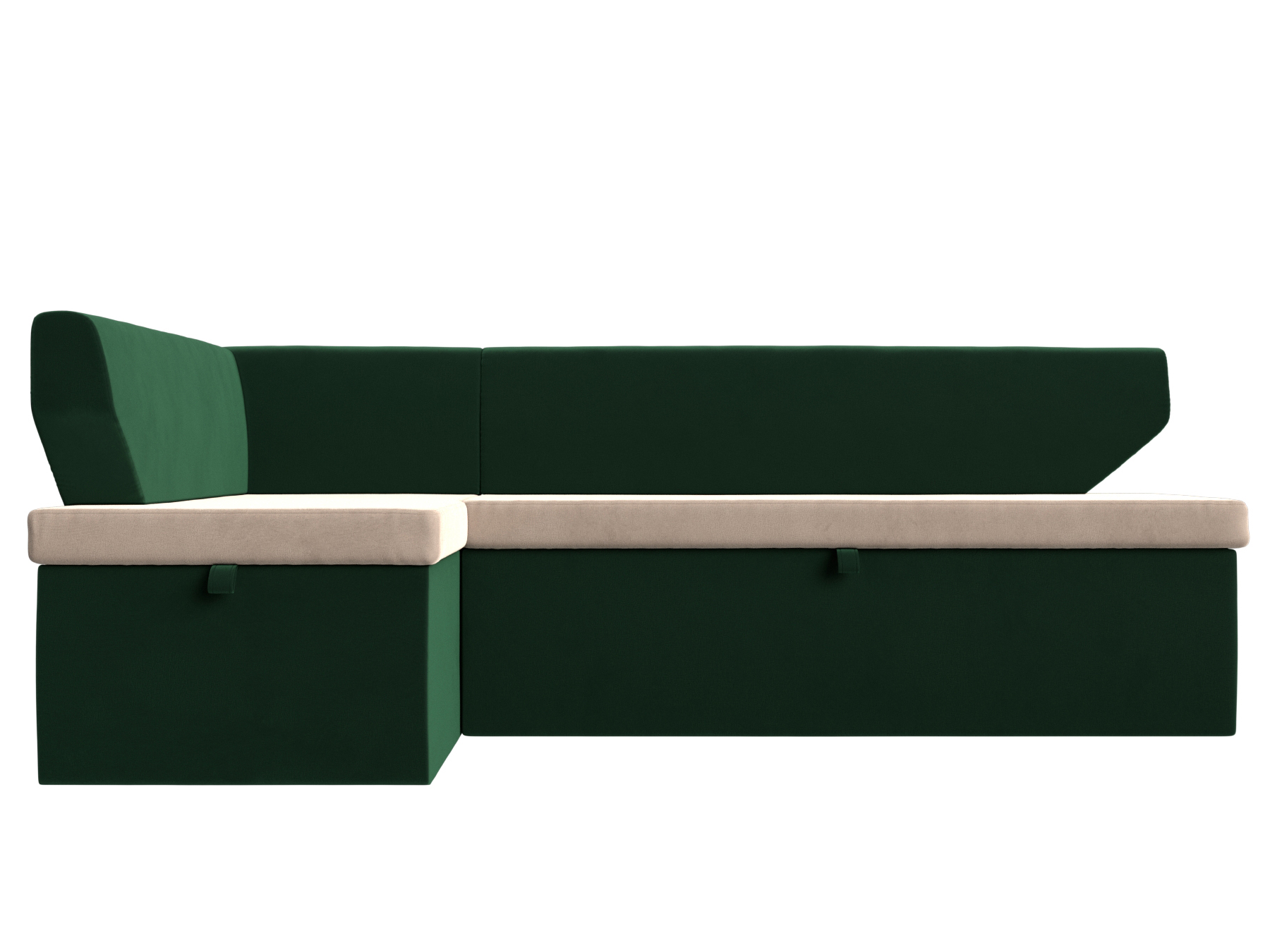 Кухонный угловой диван Омура Левый Бежевый, Зеленый, ЛДСП кухонный диван кровать токио зеленый бежевый велюр