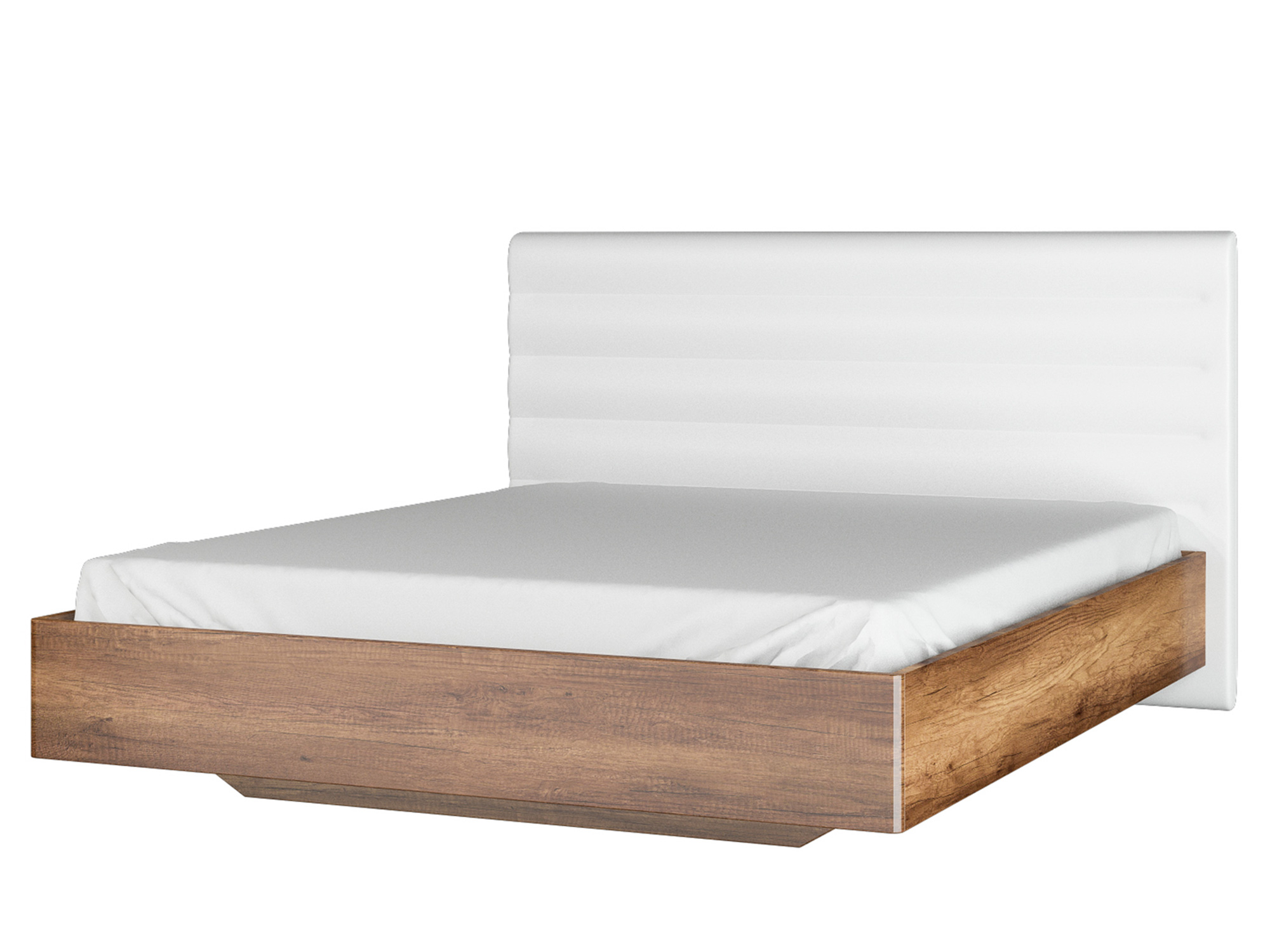 Кровать с мягкой спинкой Джолин (160х200) Дуб Каньон, Белый Глянец, , Коричневый, ЛДСП