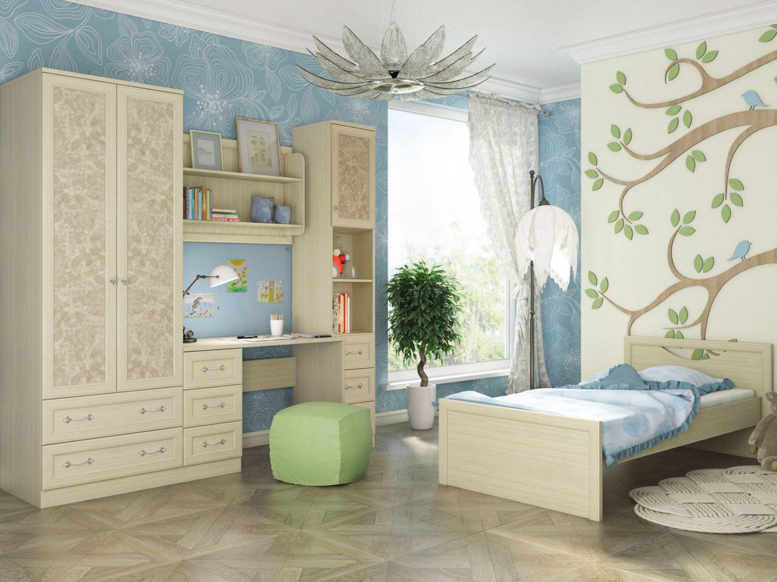 Набор мебели для детской Jenny Cilegio Nostrano, Granite Rose, Бежевый, КДСП, МДФ кровать jenny 90x190 бежевый кдсп