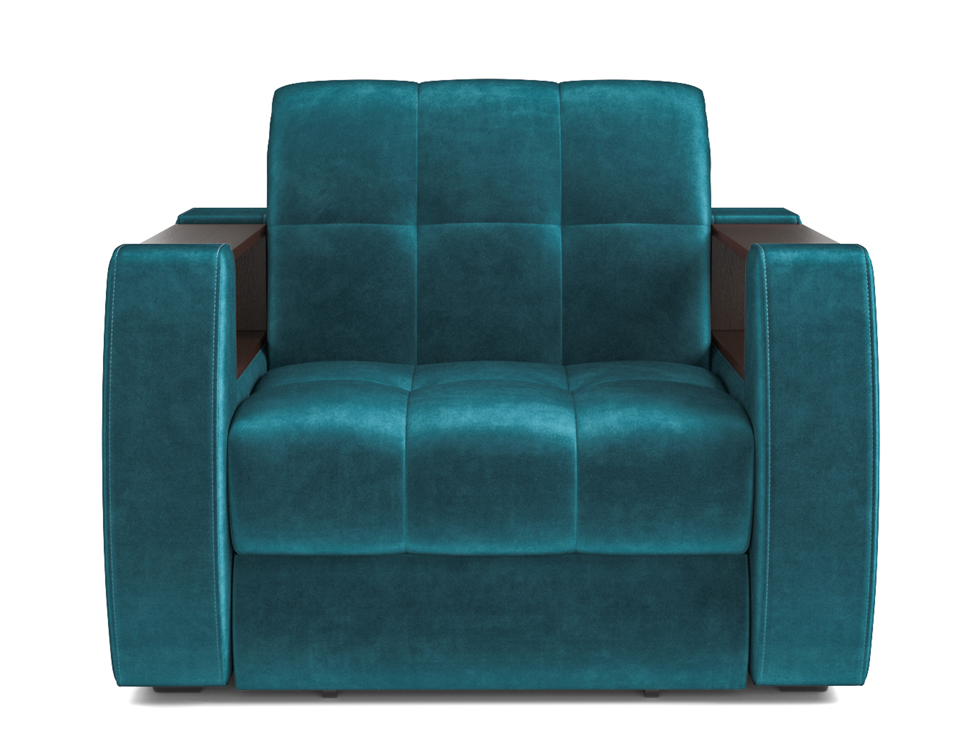Кресло-кровать Барон №3 MebelVia Синий, Вельвет бархатного типа, ДСП, Металл, Массив сосны