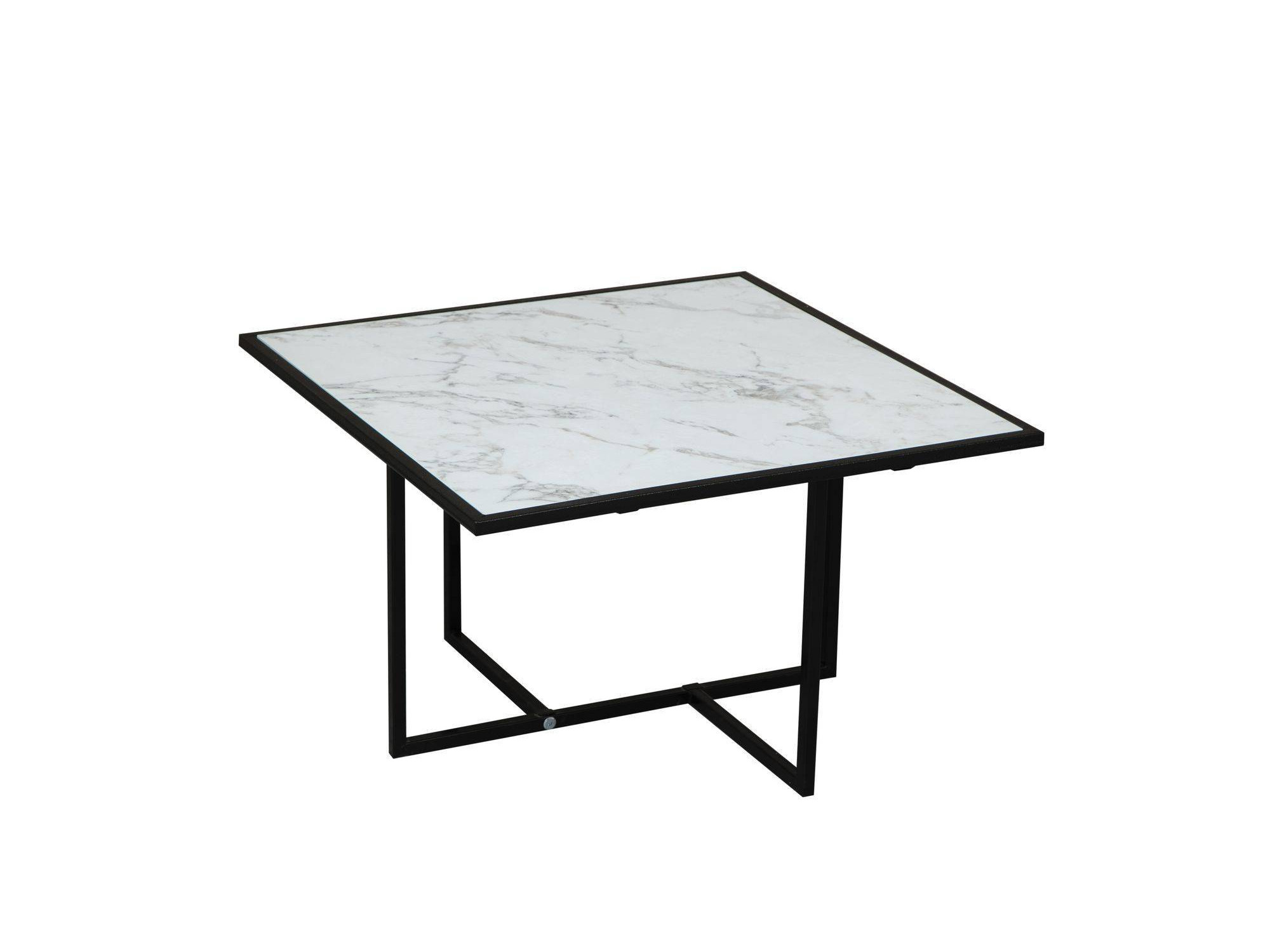 Скарлетт стол журнальный квадратный с рамкой Белый мрамор/черный Черный, Металл иберис белый мрамор черный журнальный стол черный металл