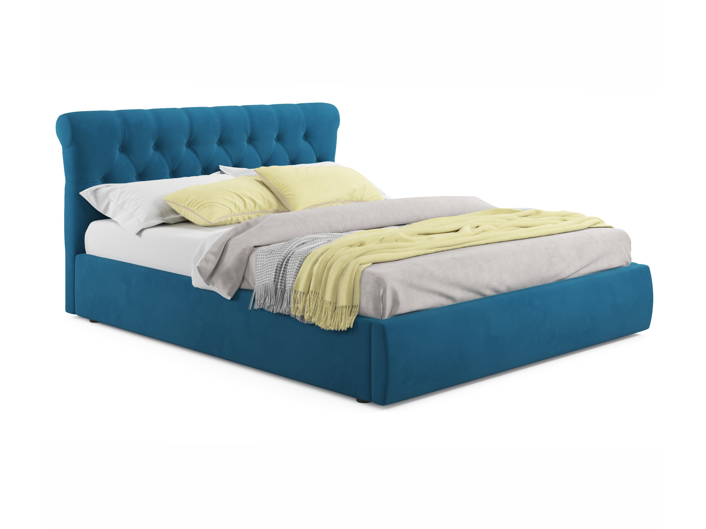Мягкая кровать Ameli 1800 синяя с подъемным механизмом синий, Синий, Велюр, ДСП мягкая кровать ameli 1600 синяя с подъемным механизмом синий синий велюр дсп