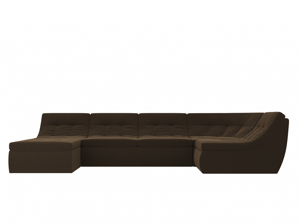 П-образный модульный диван Холидей MebelVia Коричневый, Микровельвет, ЛДСП, Брус, Фанера п образный модульный диван холидей люкс микровельвет