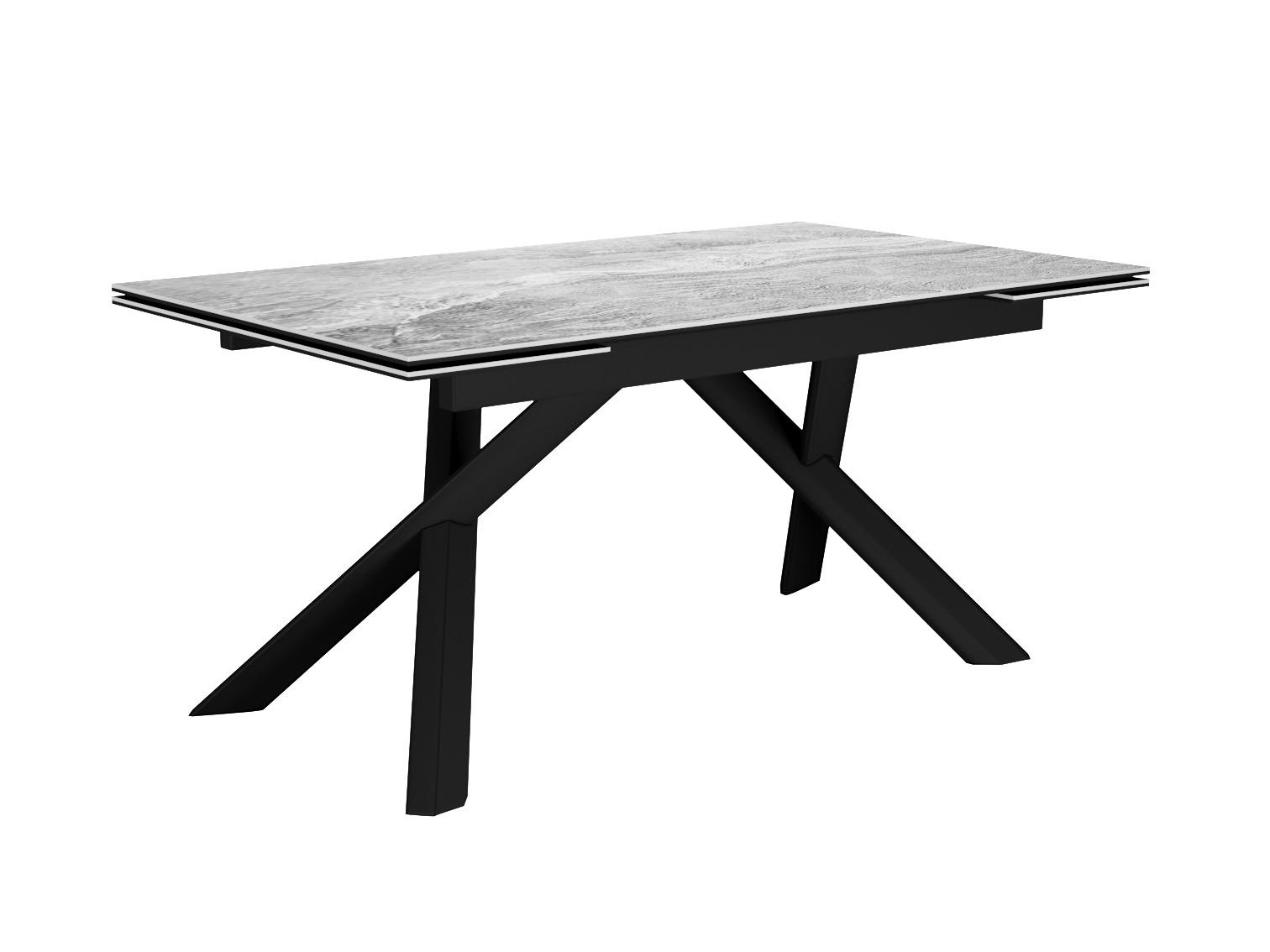 Стол DikLine KX160 мрамор C31 (керамика серая глянец)/опоры черные Серый, Керамогранит стол bradex ralf 120 серая лава fr 0600