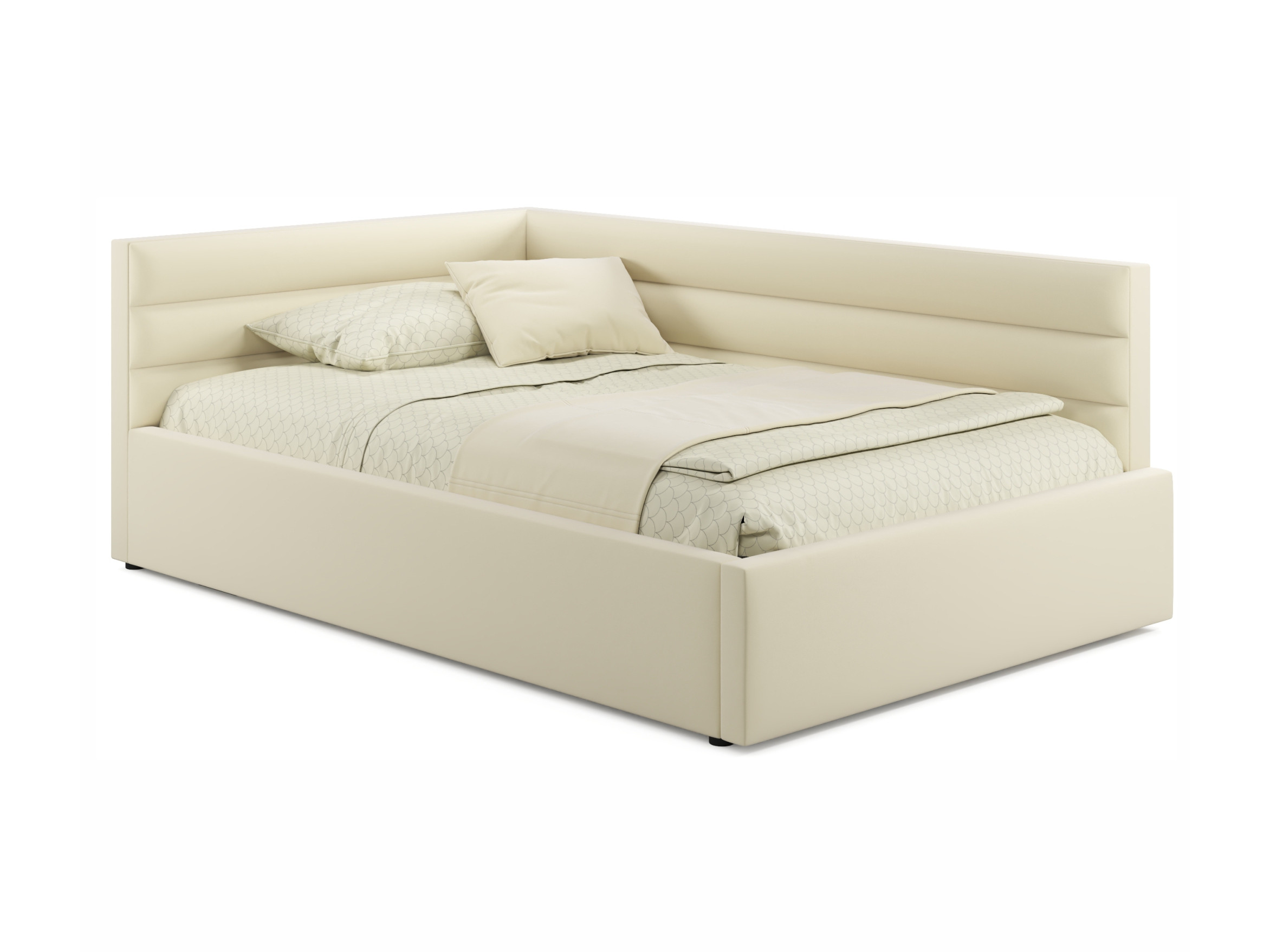 Мягкая кровать Aura 1200 бежевая с подъемным механизмом бежевый, Бежевый, Велюр
