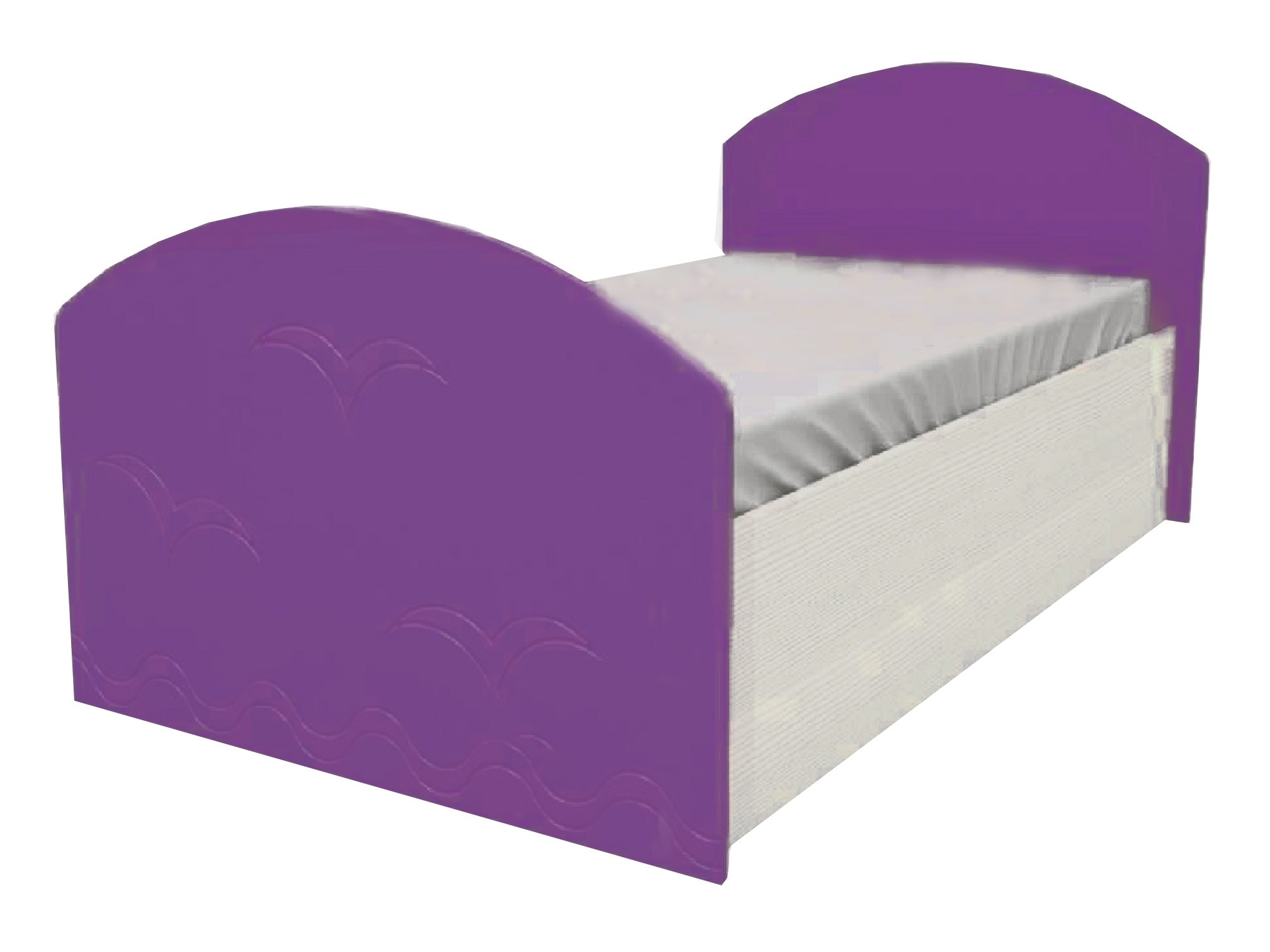 Юниор-2 Детская кровать 80, металлик (Фиолетовый металлик, Дуб белёный) Дуб белёный, МДФ, ЛДСП