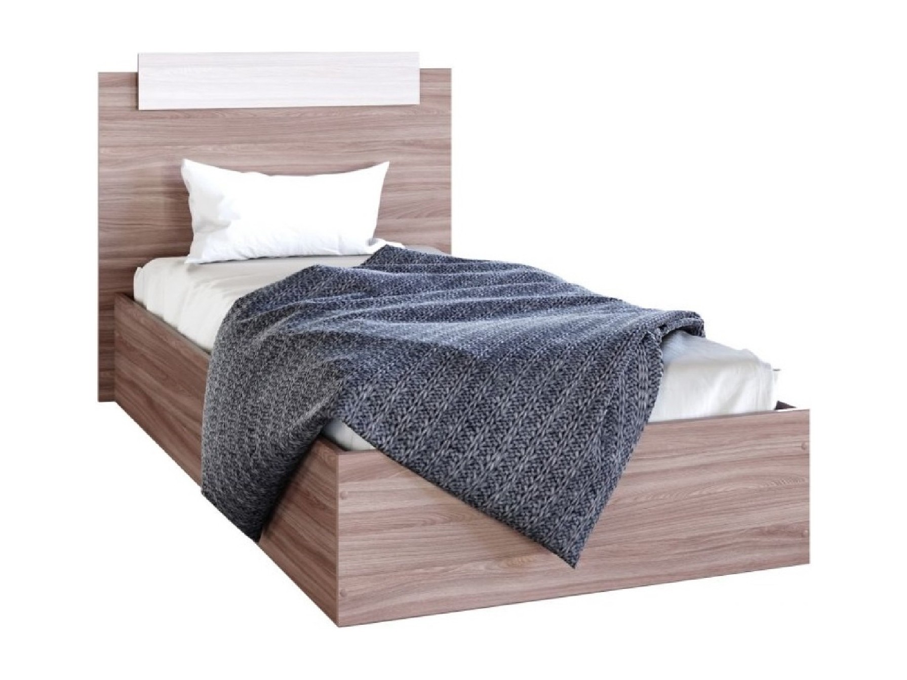 Эко Кровать 900 (Ясень шимо) Коричневый, ЛДСП эко кровать 900 венге коричневый темный лдсп