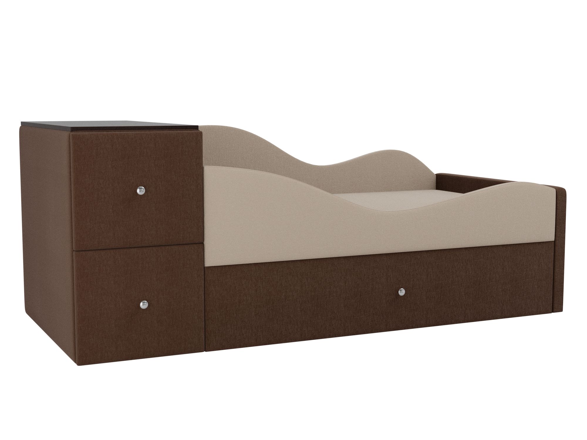 Детская кровать Дельта Правый угол Бежевый, Коричневый, ЛДСП детская кровать мебелико делюкс рогожка коричневый