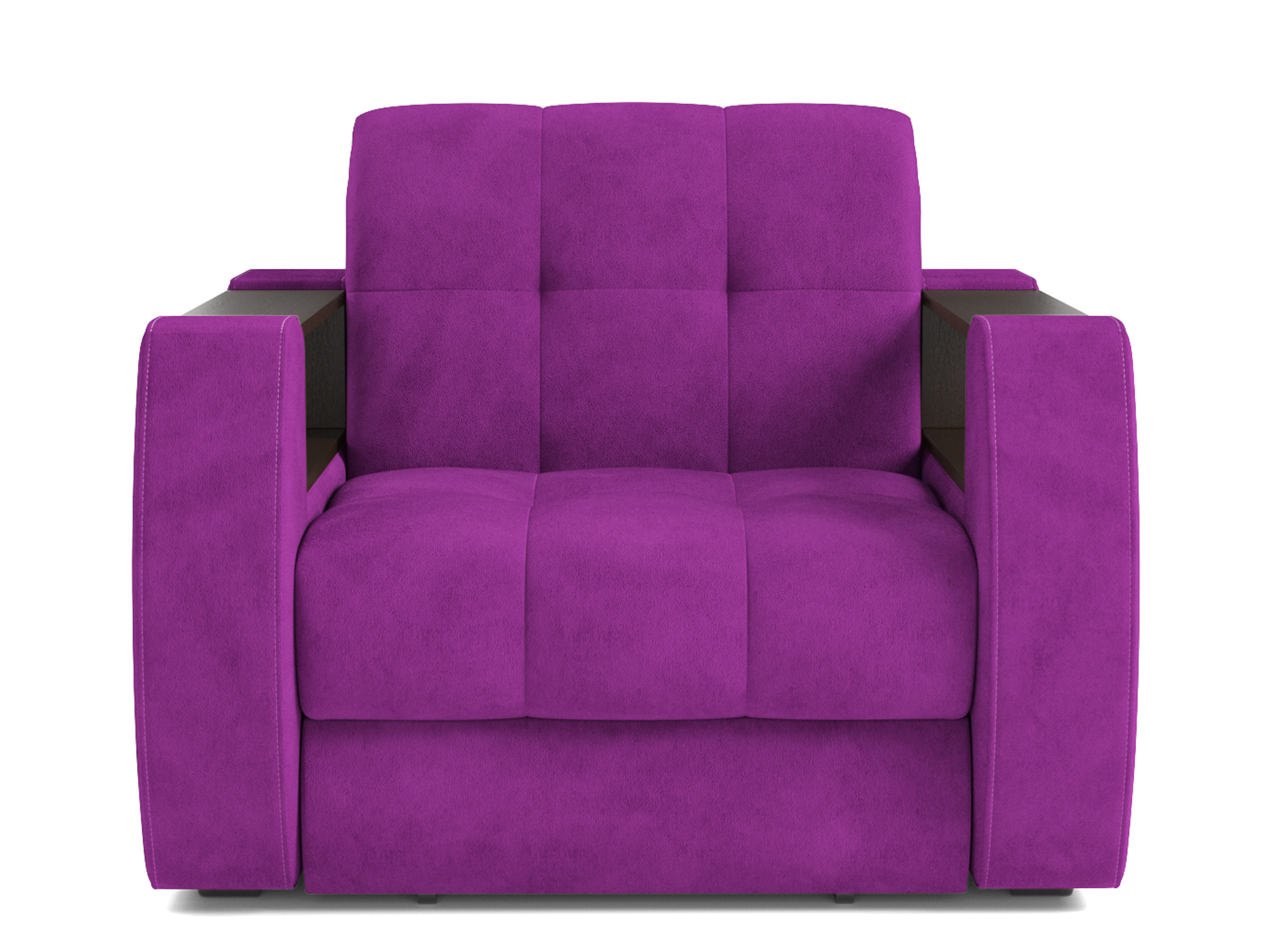 Кресло-кровать Барон №3 MebelVia Фиолетовый, Микровелюр, ДСП, Металл, Массив сосны
