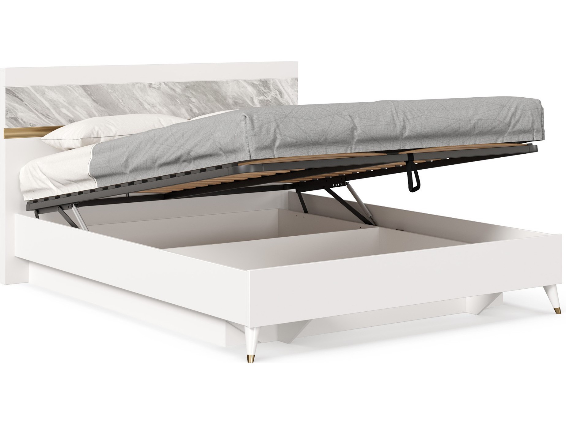 СГ Айла Кровать 1600 с подъёмным механизмом (Белый/Статуарио), исполнение 1 элис кровать полутороспальная 1200 с подъёмным механизмом белый белый