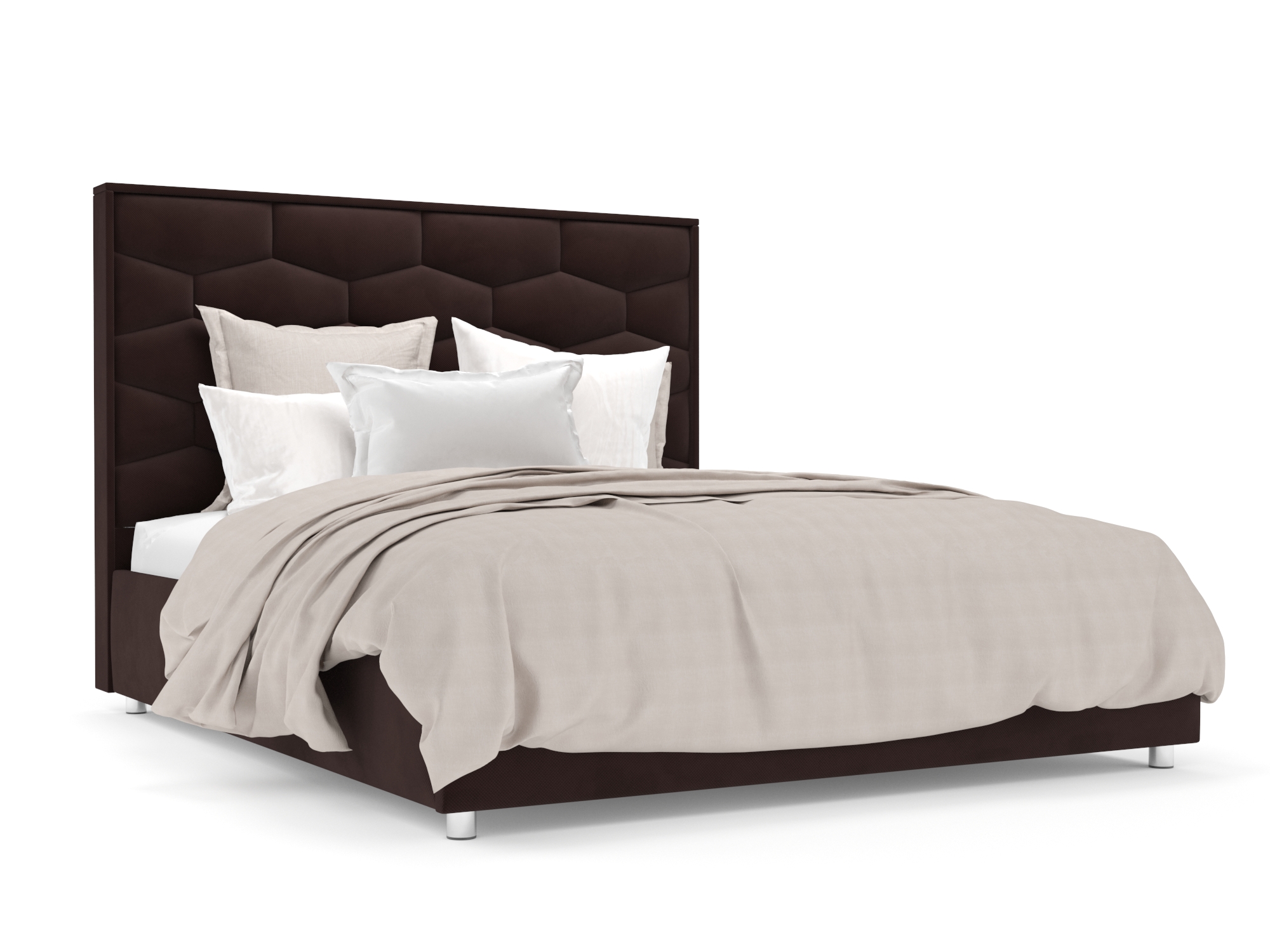 Кровать Рица (140х190) Темно-коричневый, ДСП, ДВП