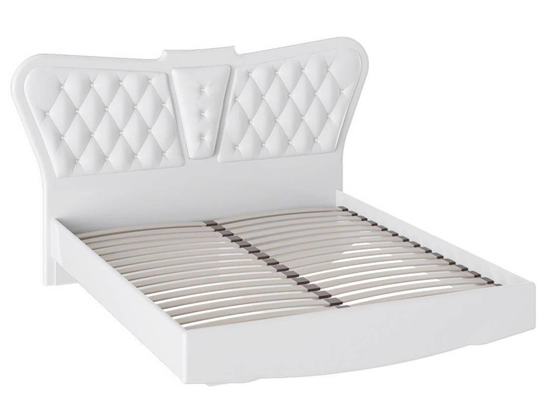 Кровать с мягкой спинкой Аврора (160х200) Белый глянец, Белый кровать с мягкой спинкой прованс 160х200 крем белый бежевый мдф лдсп