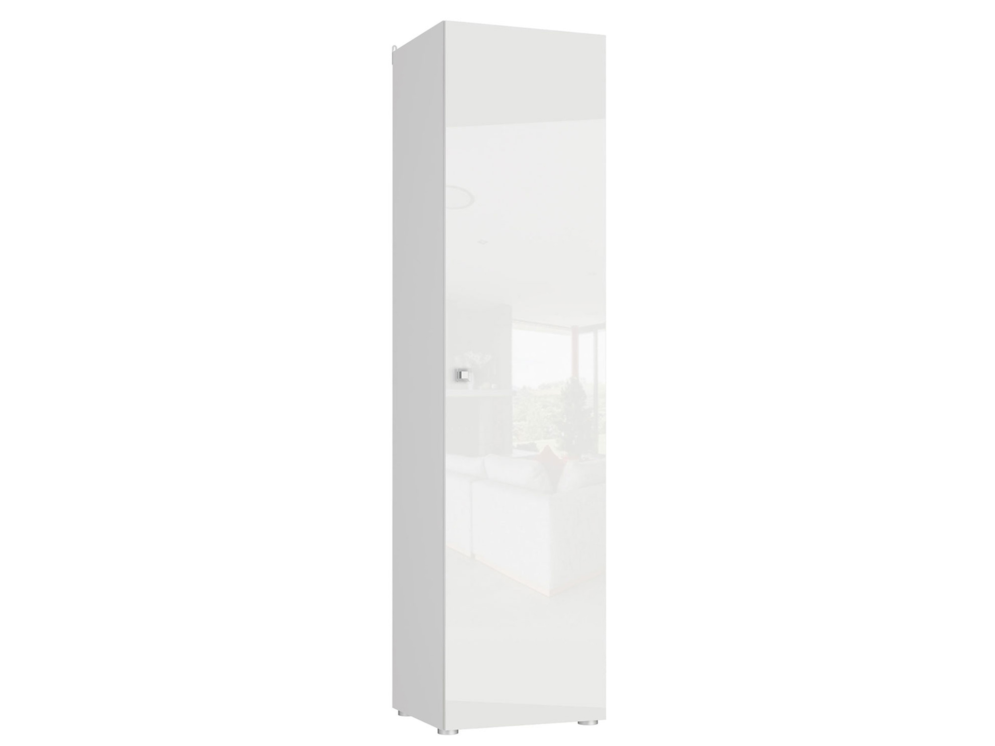 Шкаф 1-дверный Модерн-Техно Белый глянец, Белый, МДФ, ЛДСП
