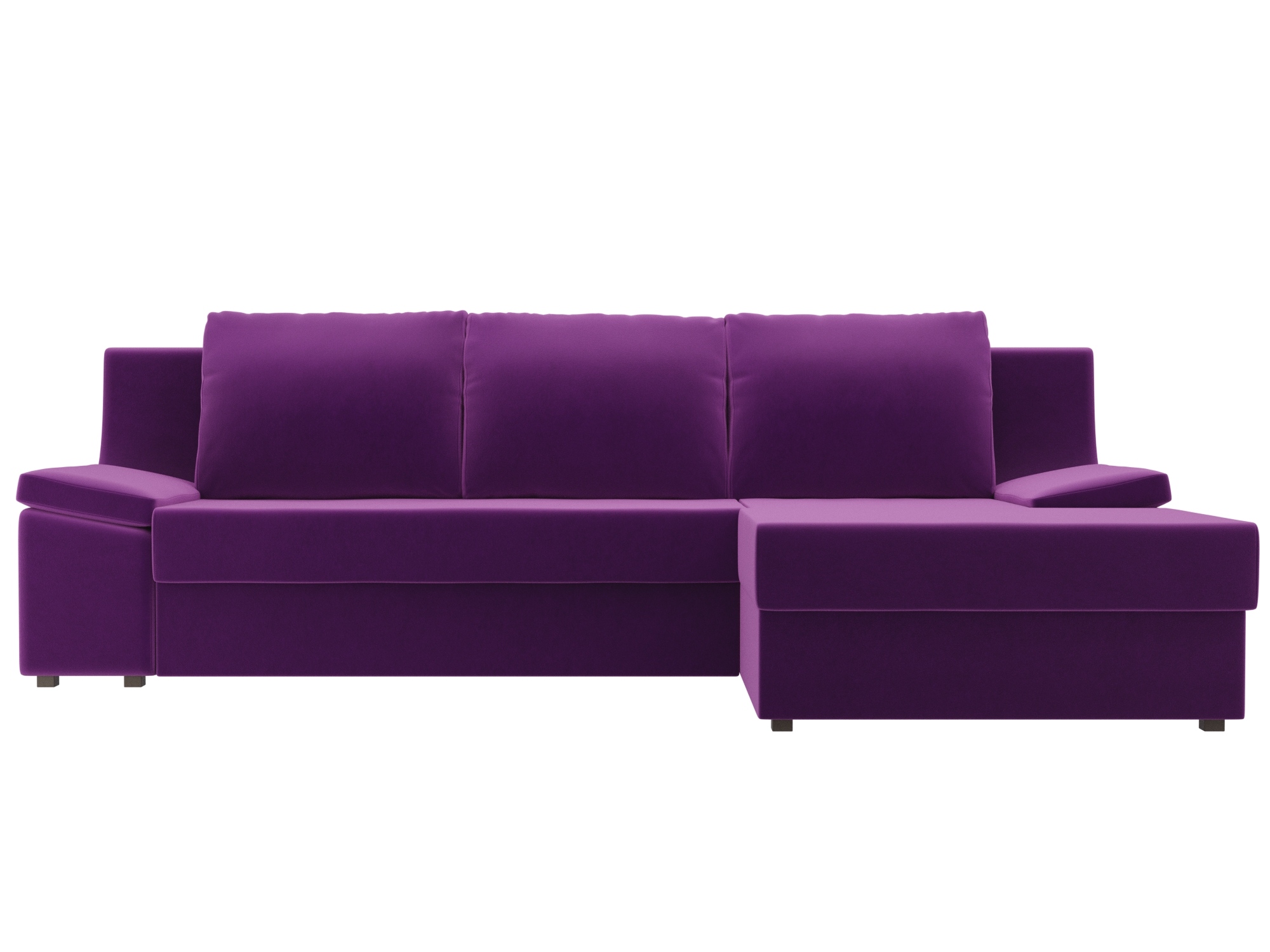 Угловой диван Челси Правый MebelVia Фиолетовый, Микровельвет, ЛДСП диван угловой артмебель белла у микровельвет фиолетовый правый