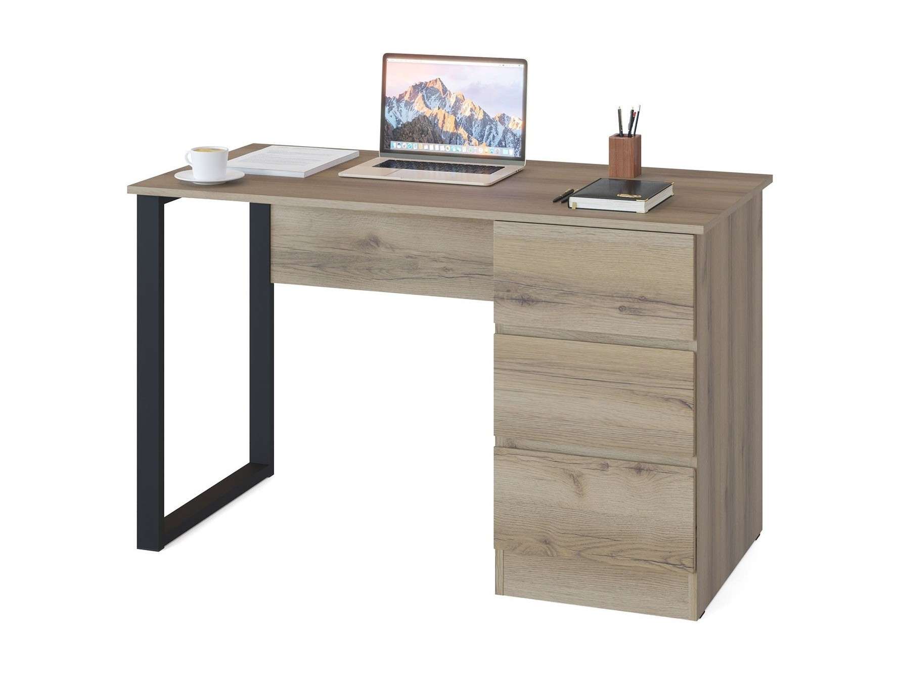 Письменный стол СПМ-205 (Дуб Делано) Бежевый, ЛДСП письменный стол спм 205 дуб делано бежевый лдсп