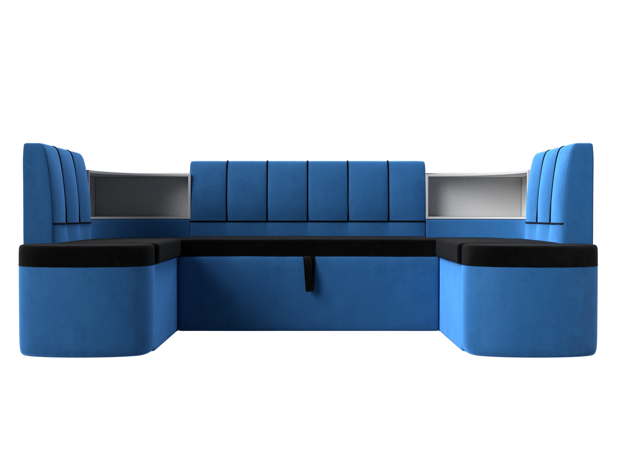 Кухонный п-образный диван Тефида Белый, ЛДСП диван п образный честер mebelvia голубой черный велюр лдсп