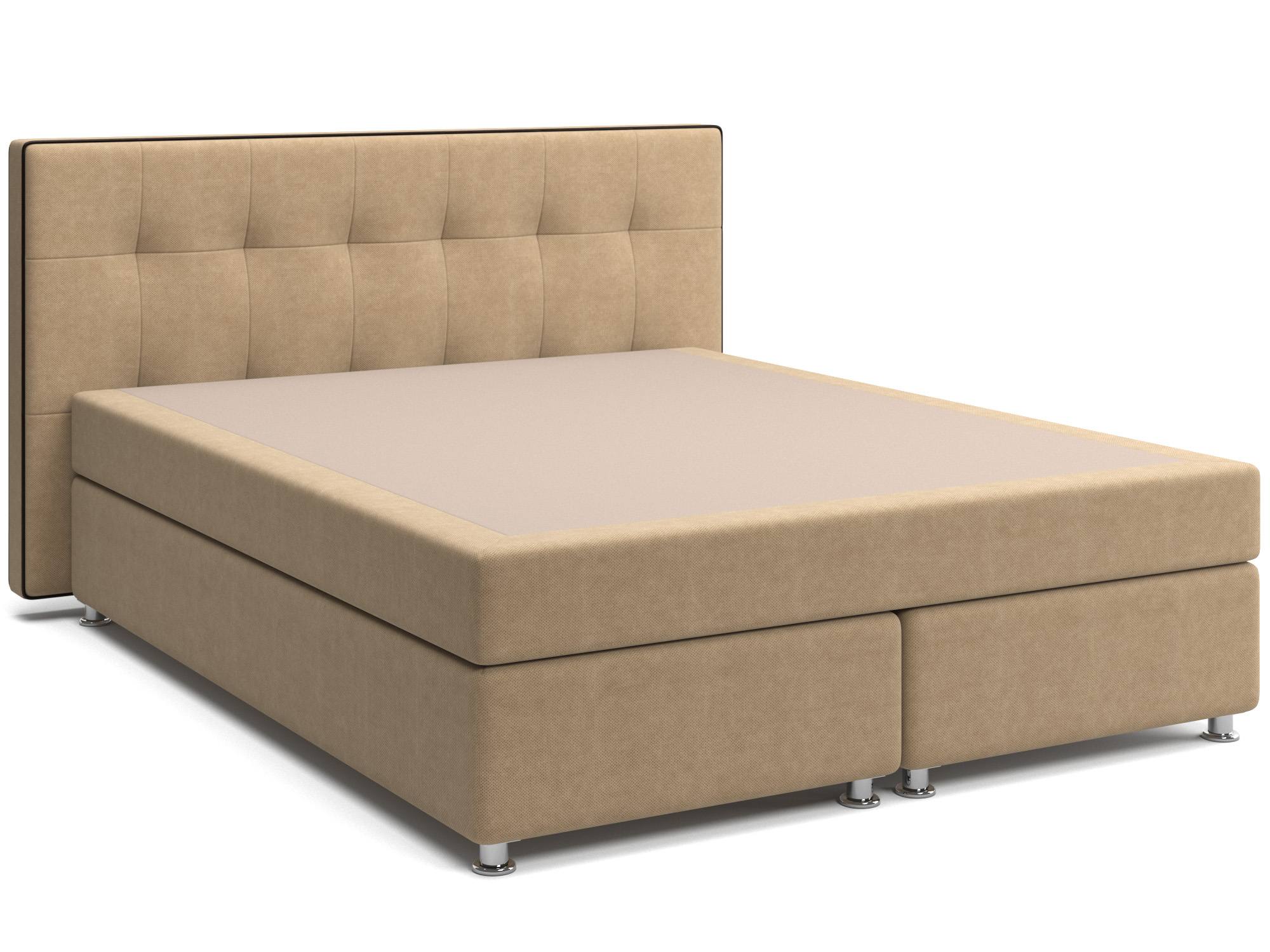Кровать с матрасом и зависимым пружинным блоком Нелли (160х200) Box Spring Бежевый, Массив, ДСП