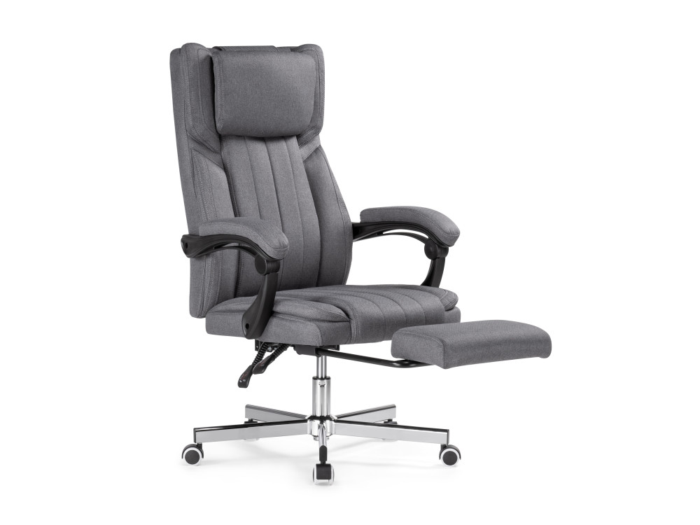 patra grey fabric компьютерное кресло mebelvia серый ткань хромированный металл Damir gray Компьютерное кресло MebelVia Серый, Ткань, Металл