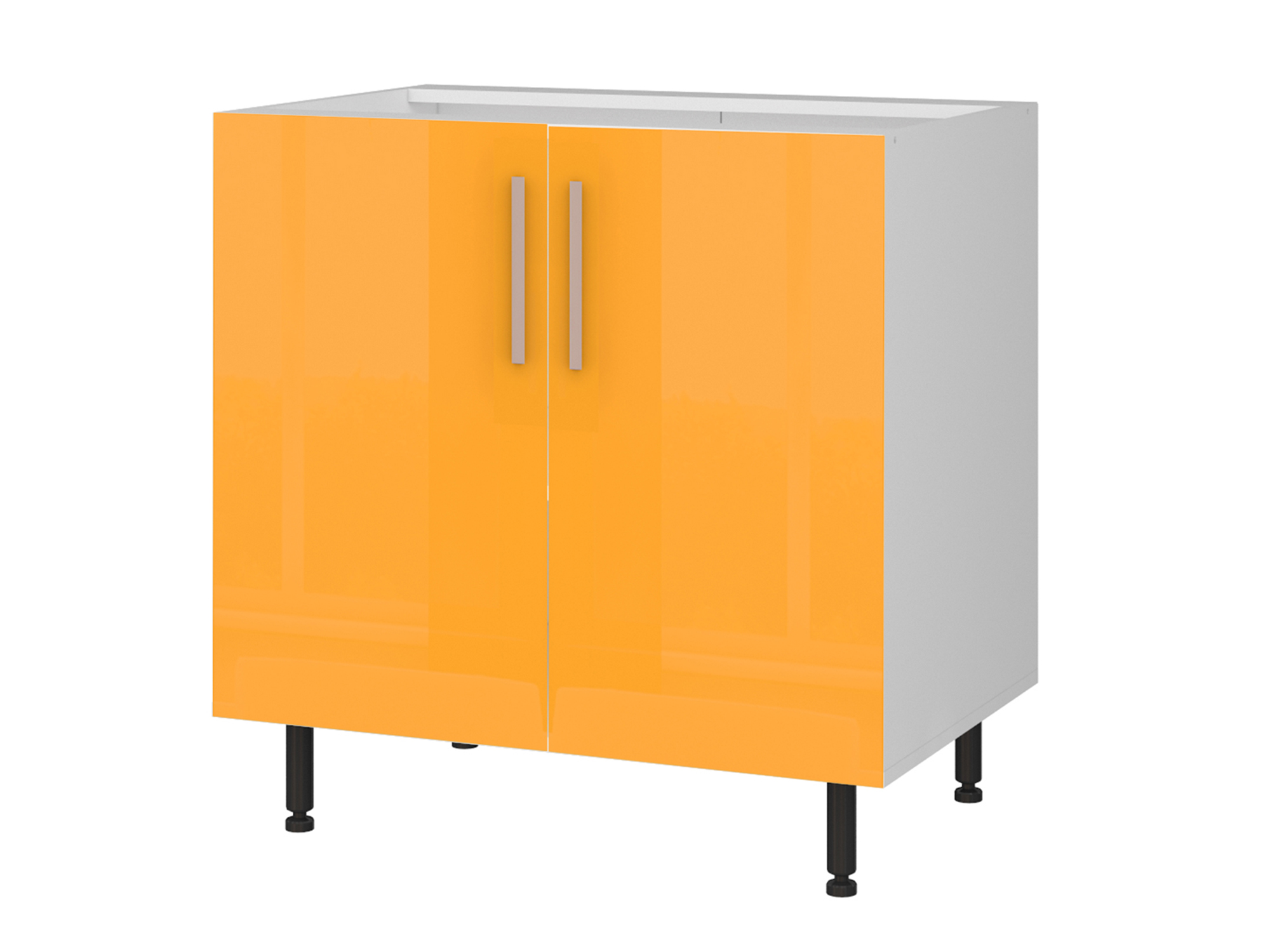 Шкаф напольный двухдверный Хелена 80 см Жёлтый глянец, Белый, МДФ, Пленка ПВХ, ЛДСП