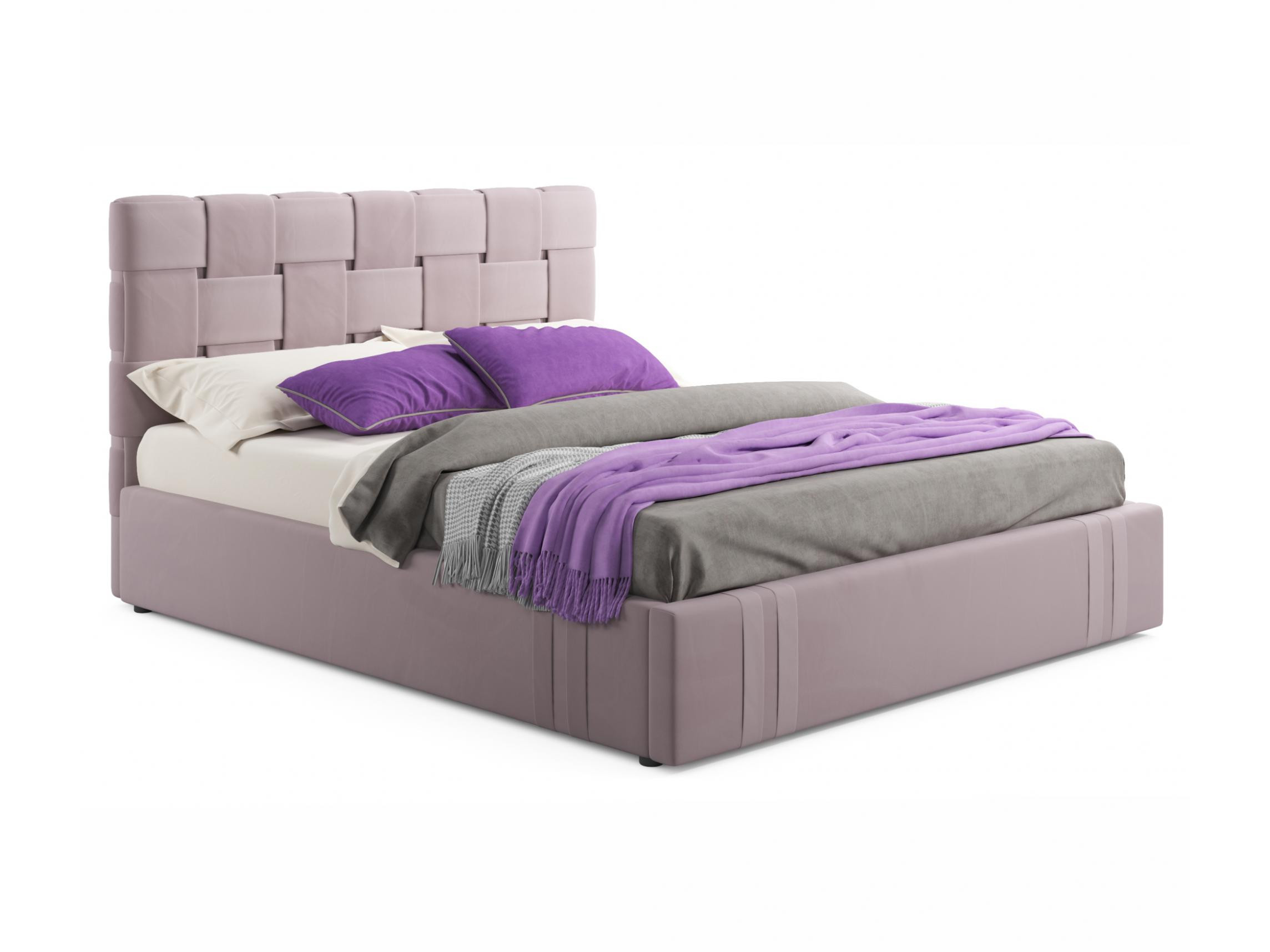 кровать с ортопедическим основанием румба 1600 Мягкая кровать Tiffany 1600 лиловая с ортопедическим основанием лиловый, Фиолетовый, Велюр, ДСП