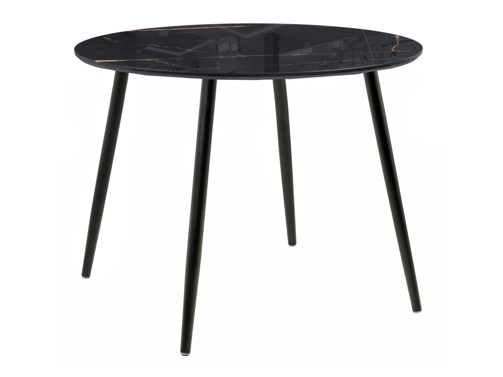 Стеклянный стол Анселм обсидиан / черный Стол Черный, Металл анселм мрамор серый белый стол белый металл