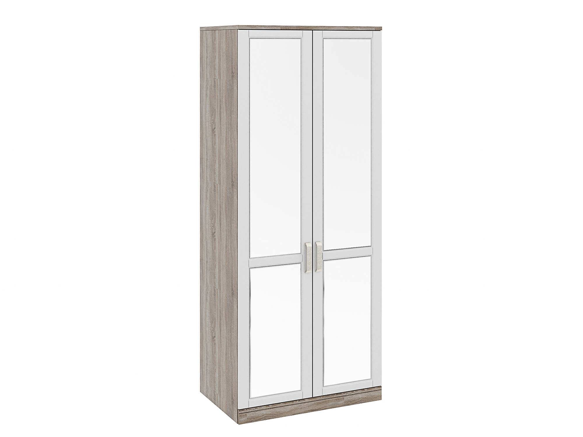 Шкаф для одежды с 2-мя зеркальными дверями Прованс Крем, Белый, Бежевый, МДФ, Зеркало, ЛДСП шкаф для одежды прованс белый светло серый мдф зеркало лдсп