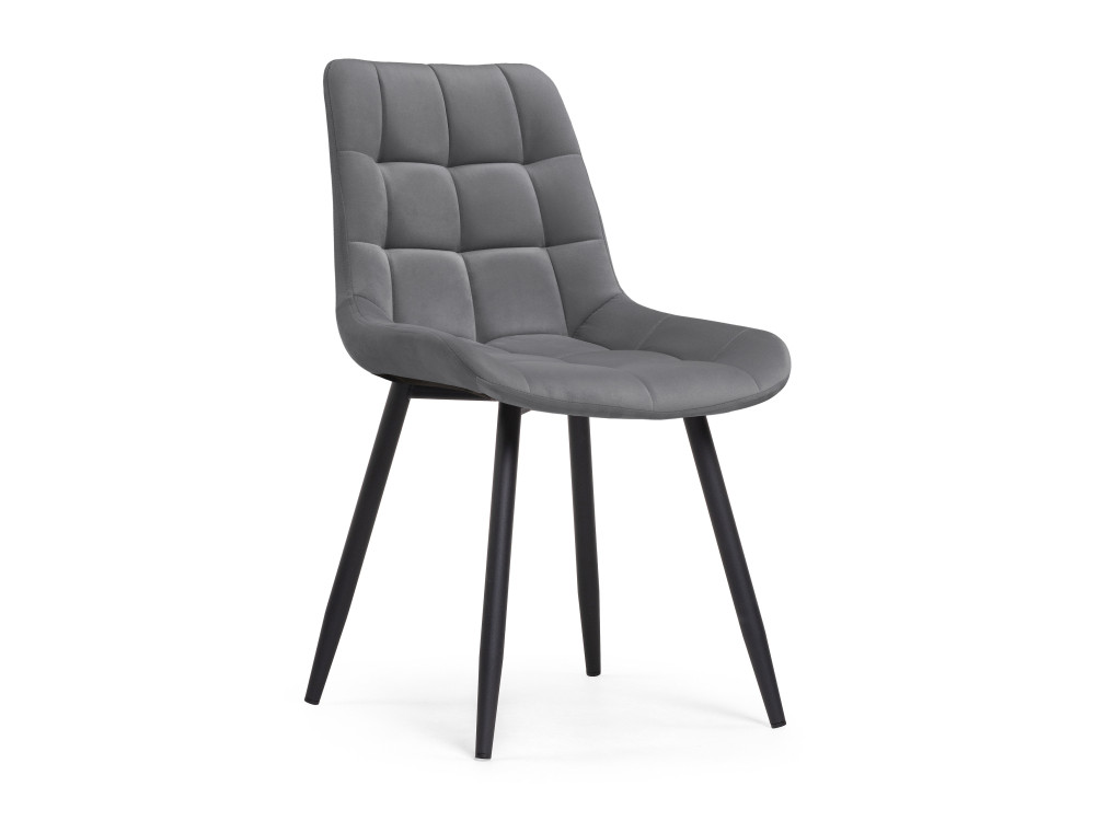 Челси велюр темно-серый / черный Стул Черный, Окрашенный металл челси темно серый белый стул белый окрашенный металл