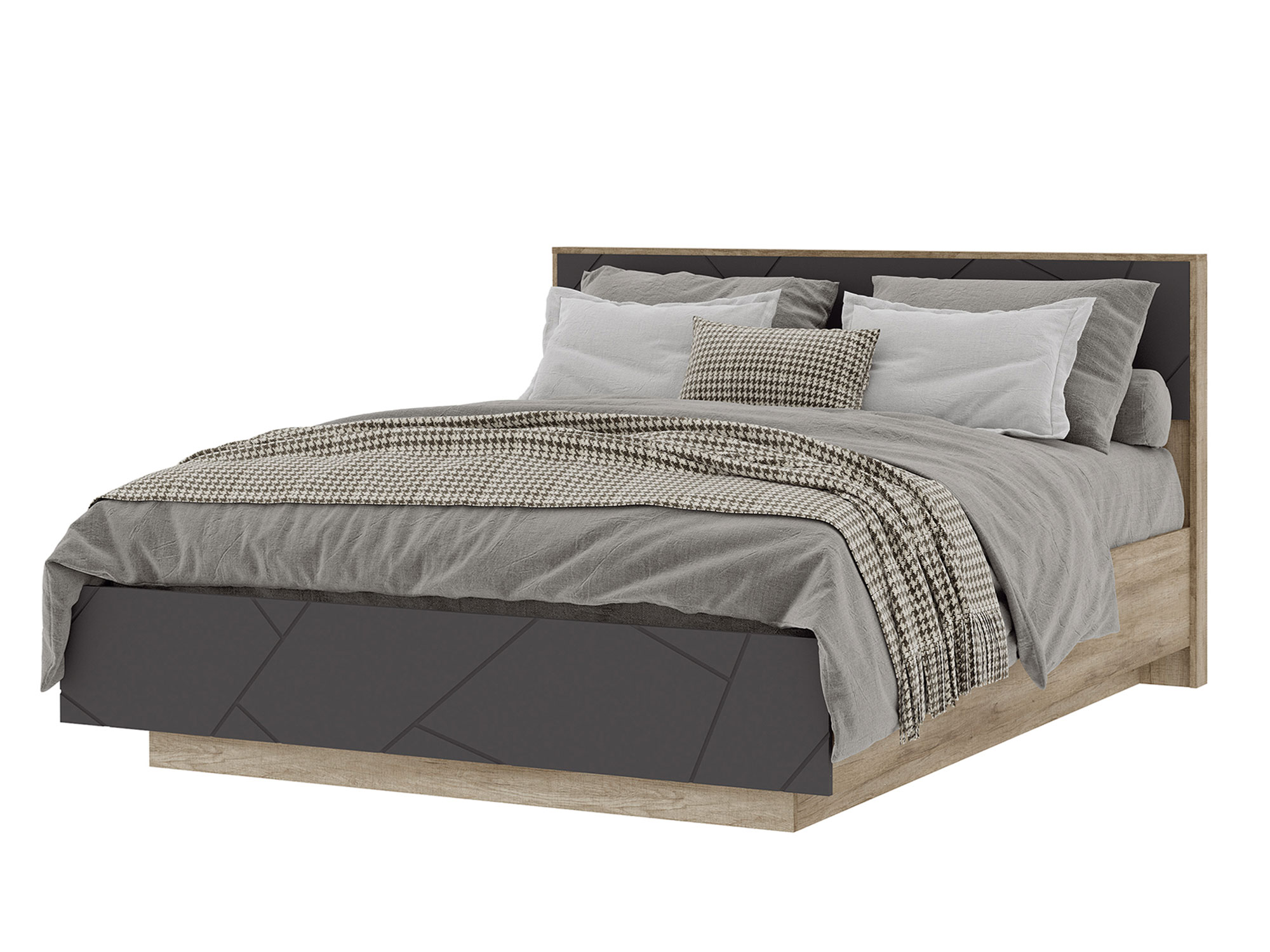 Кровать Даллас (160х200) Софт графит, Серый, Коричневый, МДФ, ЛДСП кровать даллас 180х200 софт графит серый коричневый мдф лдсп