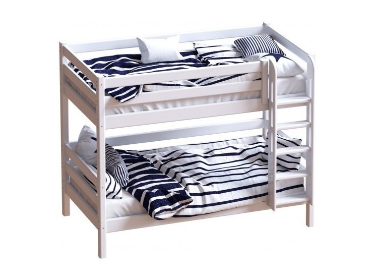 Авалон двухъярусная кровать с прямой лестницей Белый, Массив сосны кровать двухъярусная из сосны ellis 90 x 190 см белый