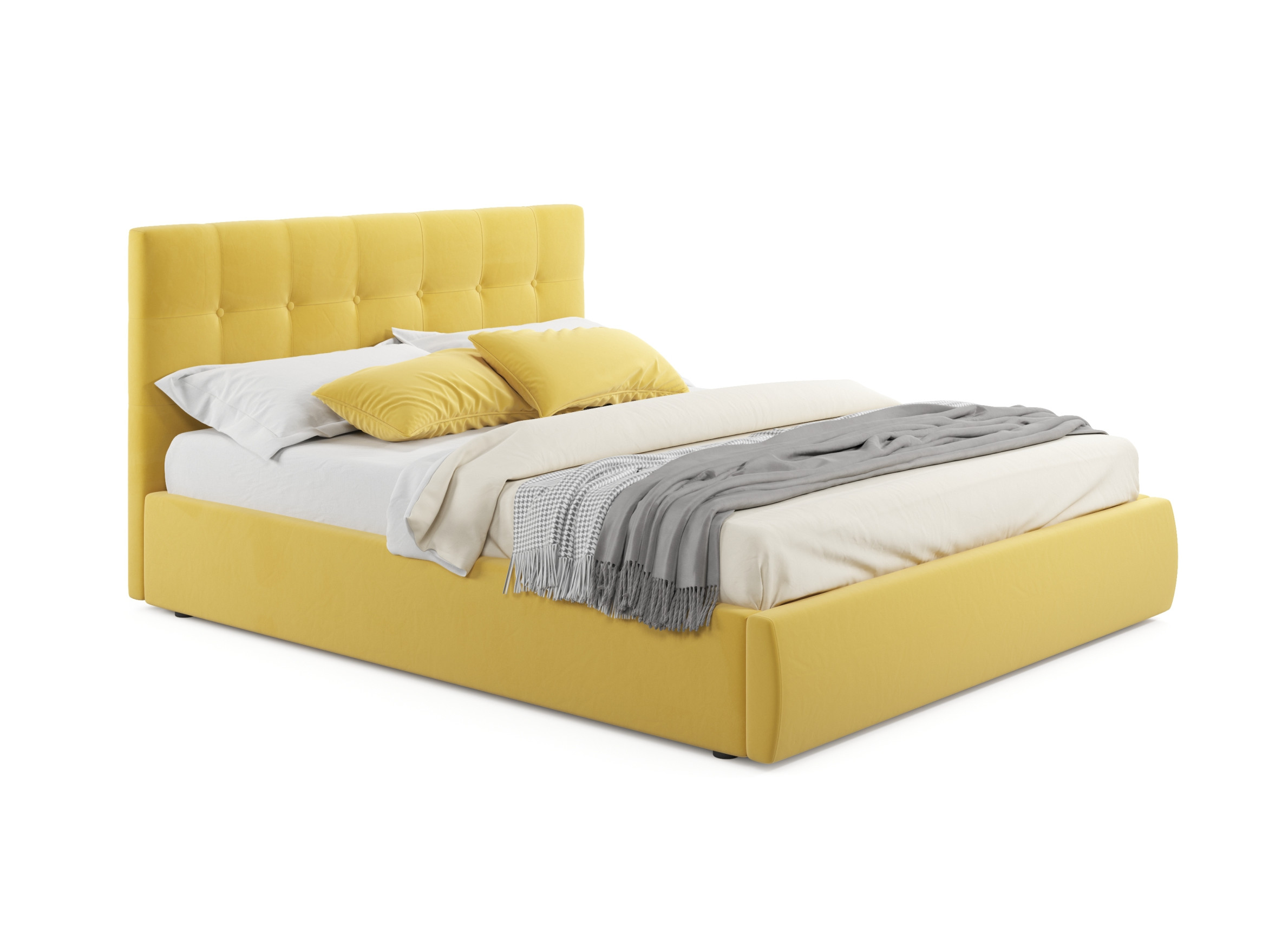 Мягкая кровать Selesta 1800 желтая с матрасом PROMO B COCOS с под мягкая кровать selesta 1800 желтая с матрасом гост с подъемным механизмом желтый желтый велюр дсп