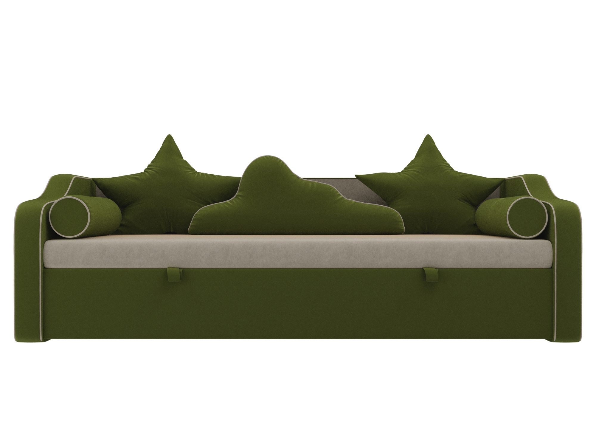Детский диван-кровать Рико MebelVia Бежевый, Зеленый, Микровельвет, ЛДСП детский диван артмебель найс микровельвет бежевый