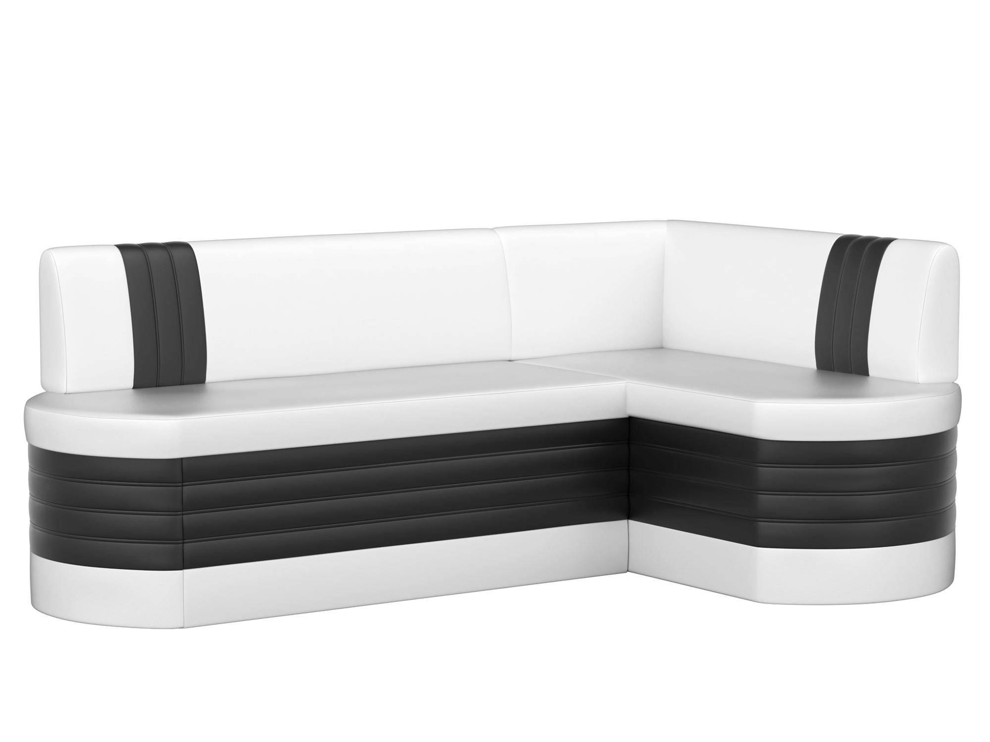 Кухонный угловой диван Токио Правый Белый, Черный, Фанера