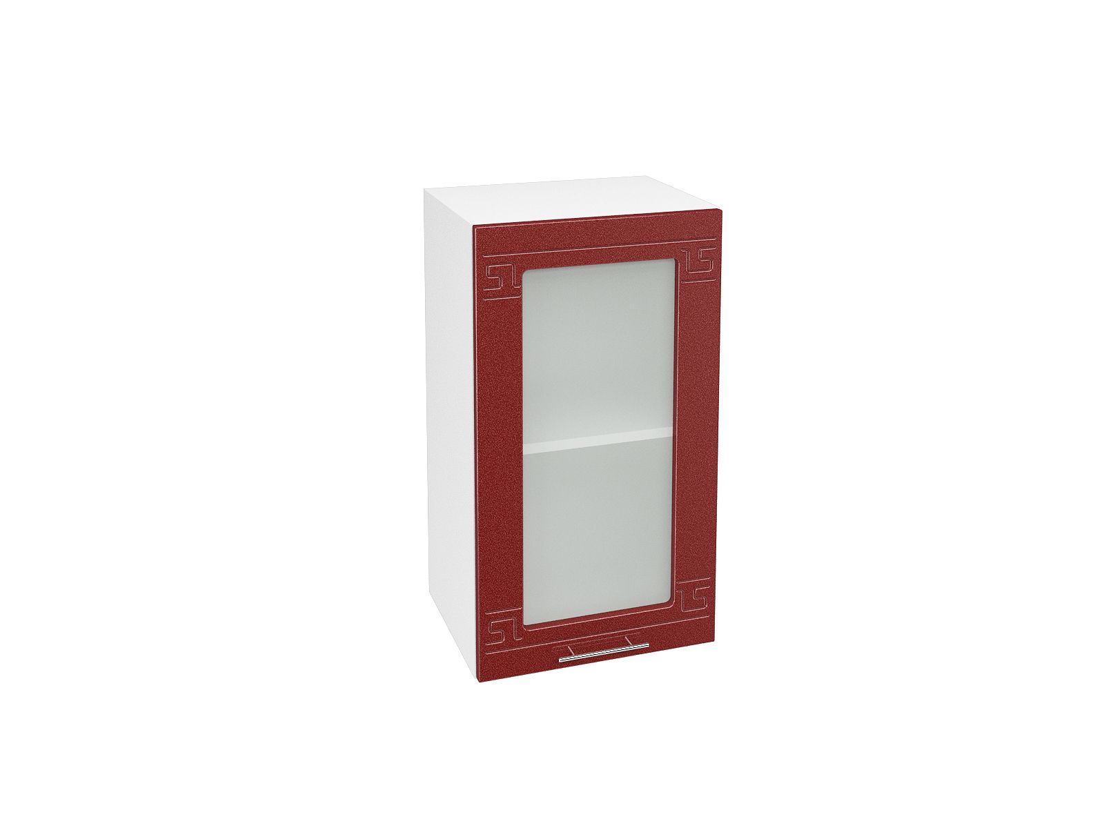 Шкаф навесной со стеклом 400 Греция Гранатовый металлик, Красный, Белый, МДФ, Стекло, ЛДСП