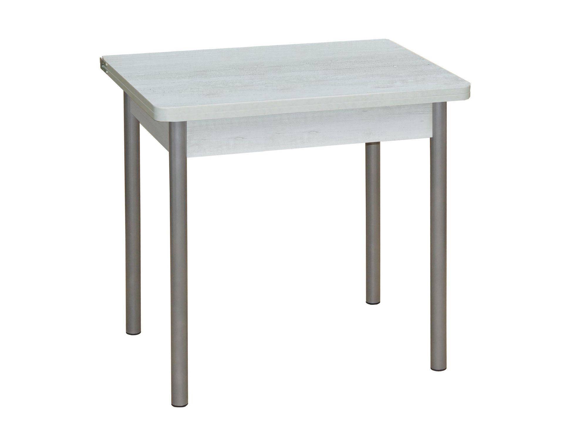 Эко 80х60 стол обеденный раскладной / бетон белый/металлик Бетон белый, ЛДСП стол обеденный раскладной со 3 белый белый лдсп