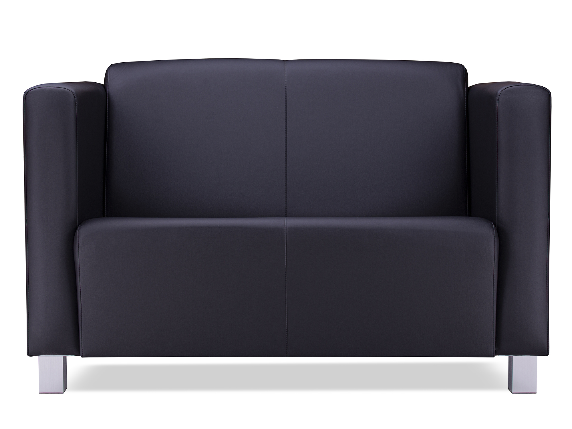 двухместный диван милано комфорт экокожа блек Диван Милано 2-х местный MebelVia Черный, Искусственная кожа, МДФ