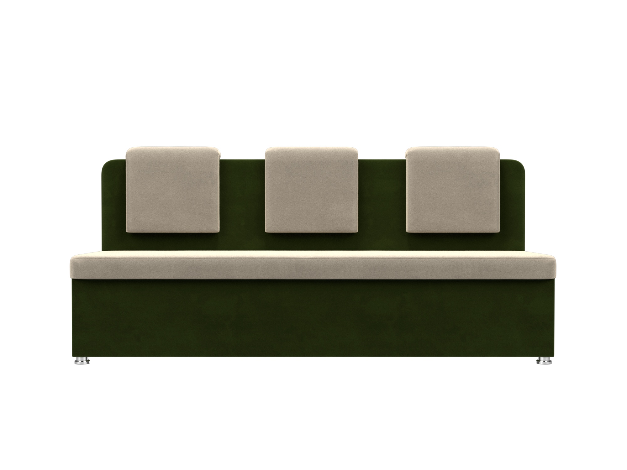Кухонный прямой диван Маккон 3-х местный Бежевый, Зеленый, ЛДСП