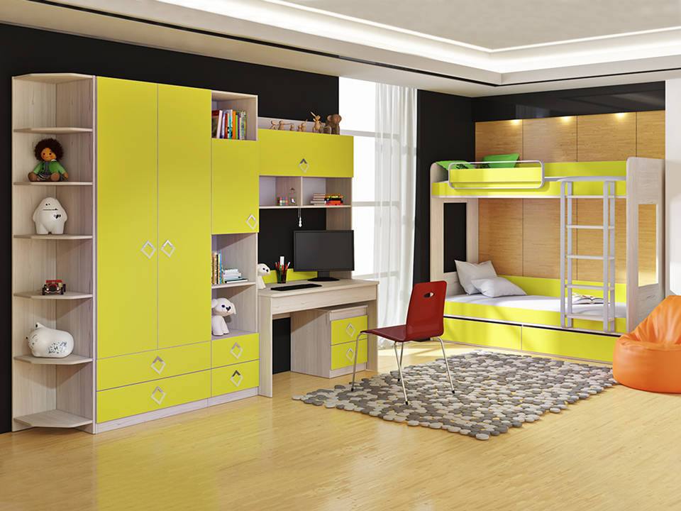 Детская Аватар 4 Лайм, Желтый, Зеленый, Бежевый, ЛДСП шкаф для одежды и белья аватар лайм желтый зеленый бежевый лдсп