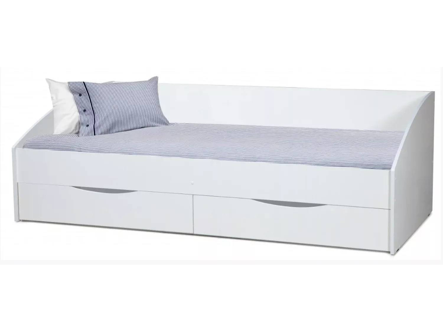 Кровать Фея - 3 одинарная симметричная (90х200) белый Белый, МДФ, ЛДСП кровать флауэ 90х200 сосна авола белый мдф лдсп