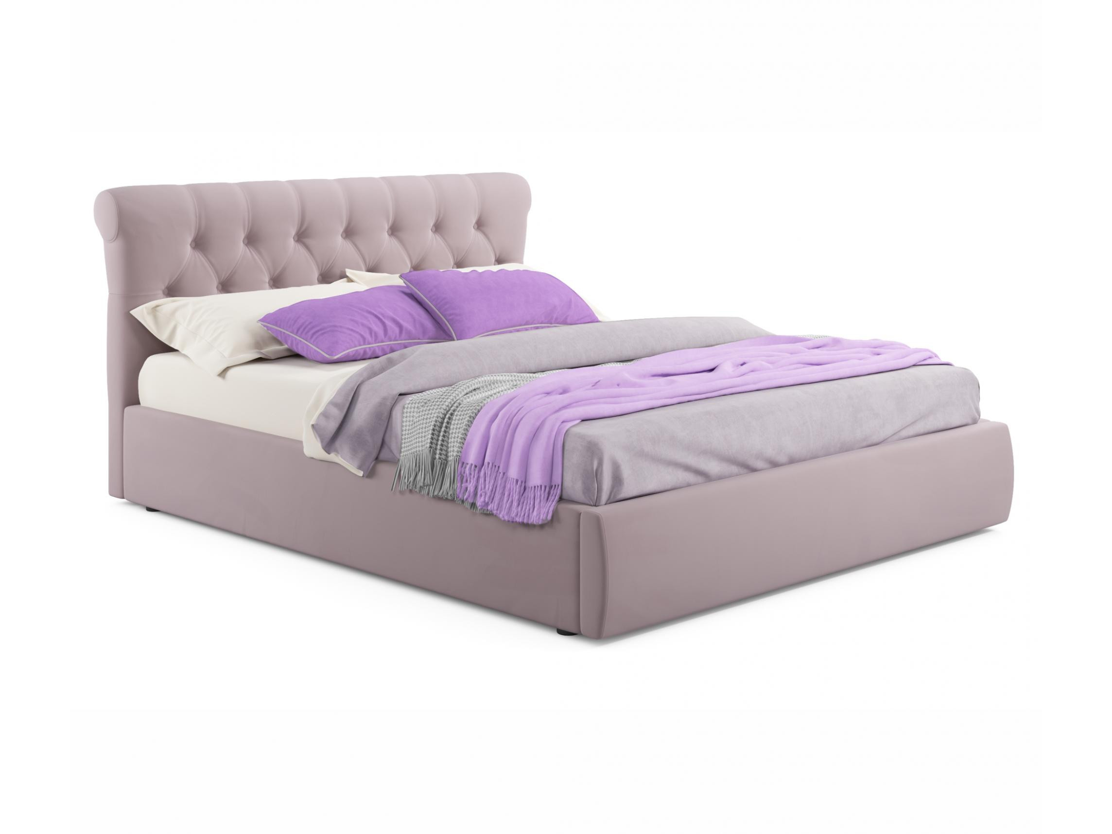 Мягкая кровать Ameli 1400 лиловая с подъемным механизмом с матрасом АСТРА лиловый, Фиолетовый, Велюр, ДСП