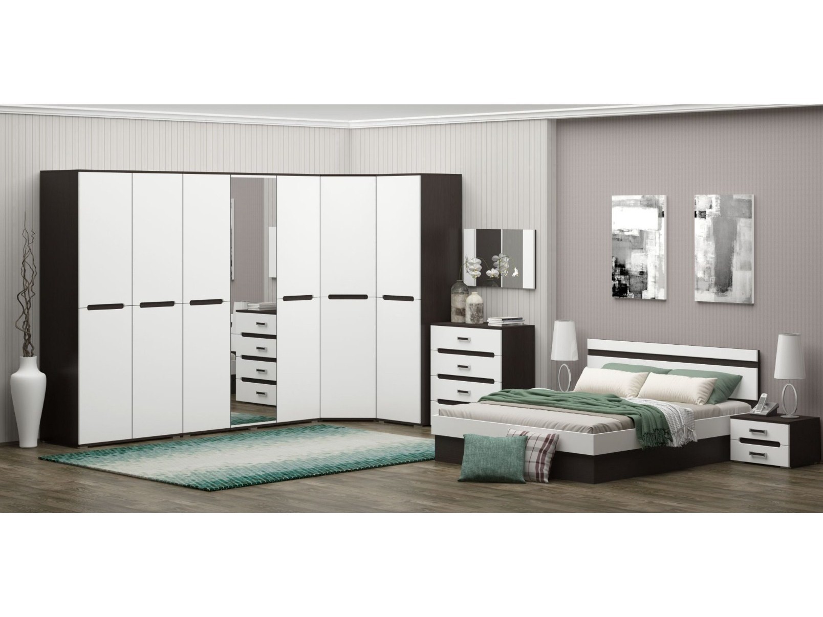 Модульная спальня Карина-9 (Модульная спальня Карина-9 Белый глянец) Белый пенал спальня домион
