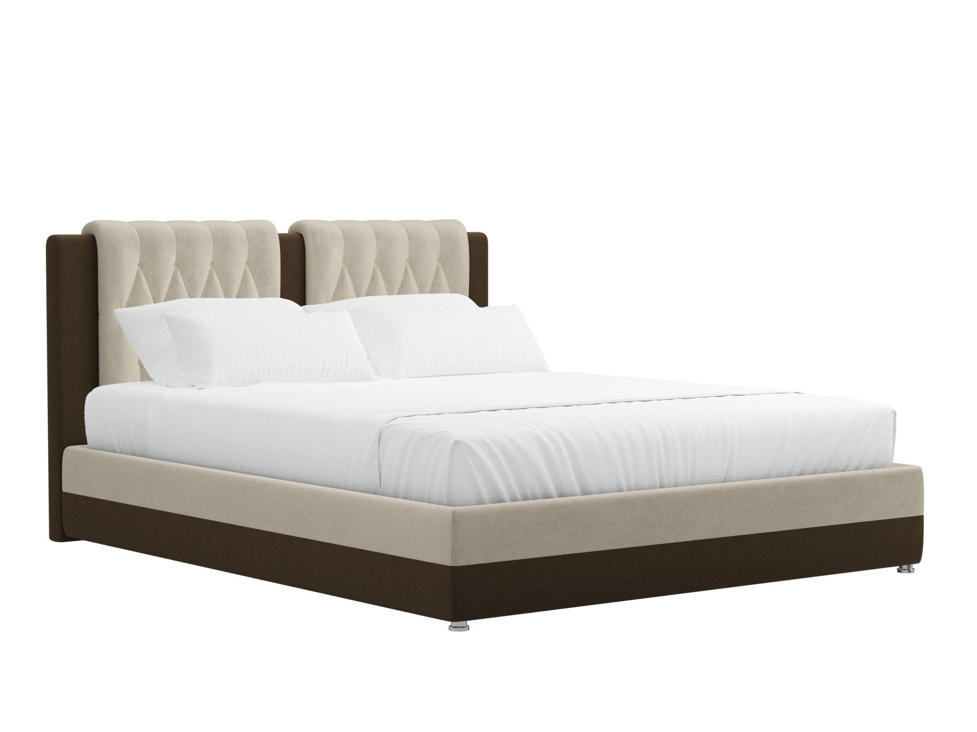 Кровать Камилла (160x200) Бежевый, Коричневый, ЛДСП интерьерная кровать артмебель камилла микровельвет бежево коричневый