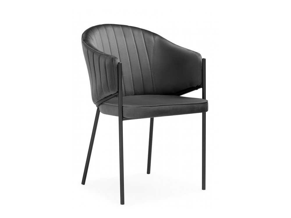 Kortni dark grey / black Стул на металлокаркасе Черный, Металл benza dark blue стул на металлокаркасе серый хромированный металл