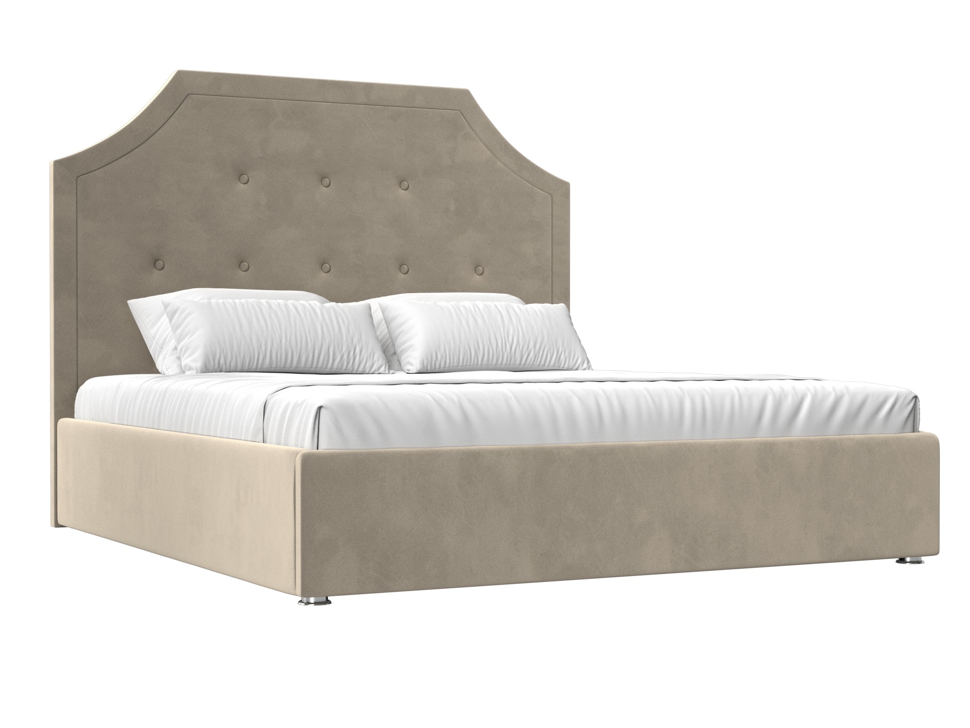 кровать мебелико сицилия микровельвет бежевый Кровать Кантри (160х200) Бежевый, ЛДСП