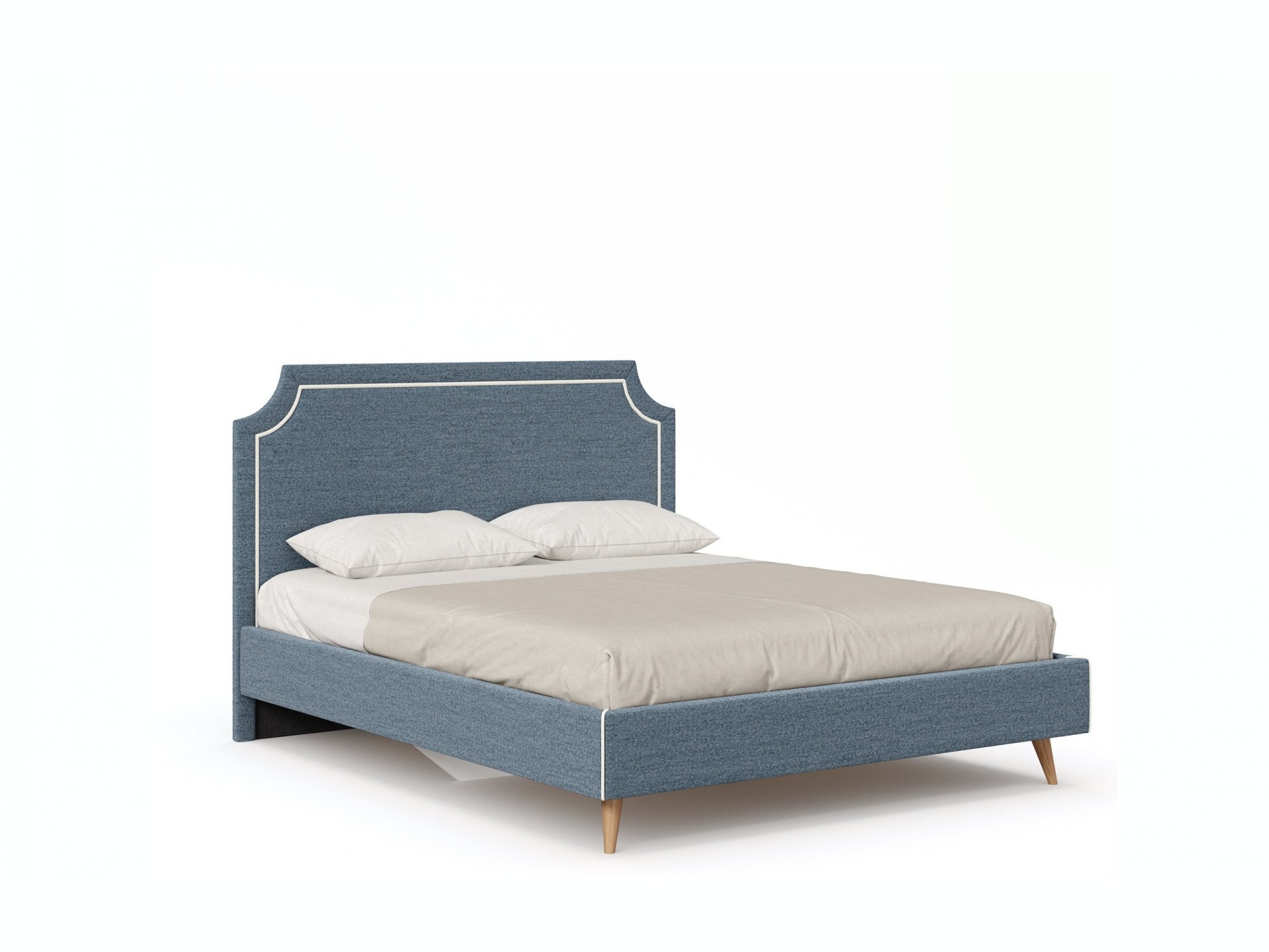 Николь Кровать 1600 с кроватным основанием (Синий/Молочный) бетти кровать двуспальная 1600 мягкая с кроватным основанием серый ткань capri 24